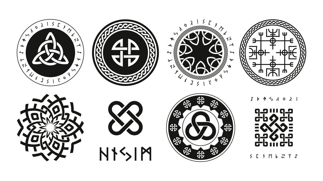 Pinstant Viking Rune Lanyard Keychain - 17.7 Inch Norse Mythology ID Badge Holder With Clip
