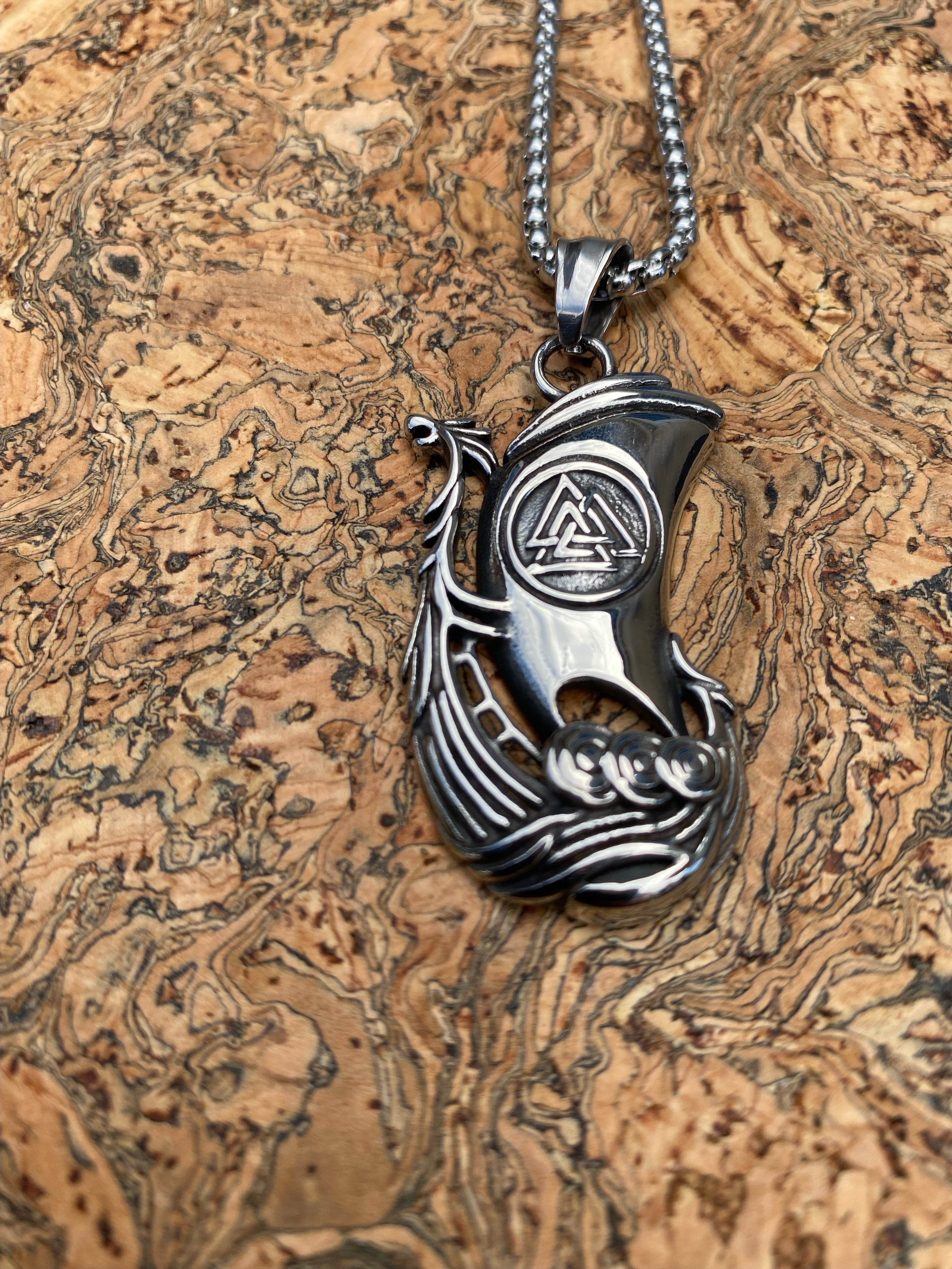 Viking Necklace - Valknut Viking Ship