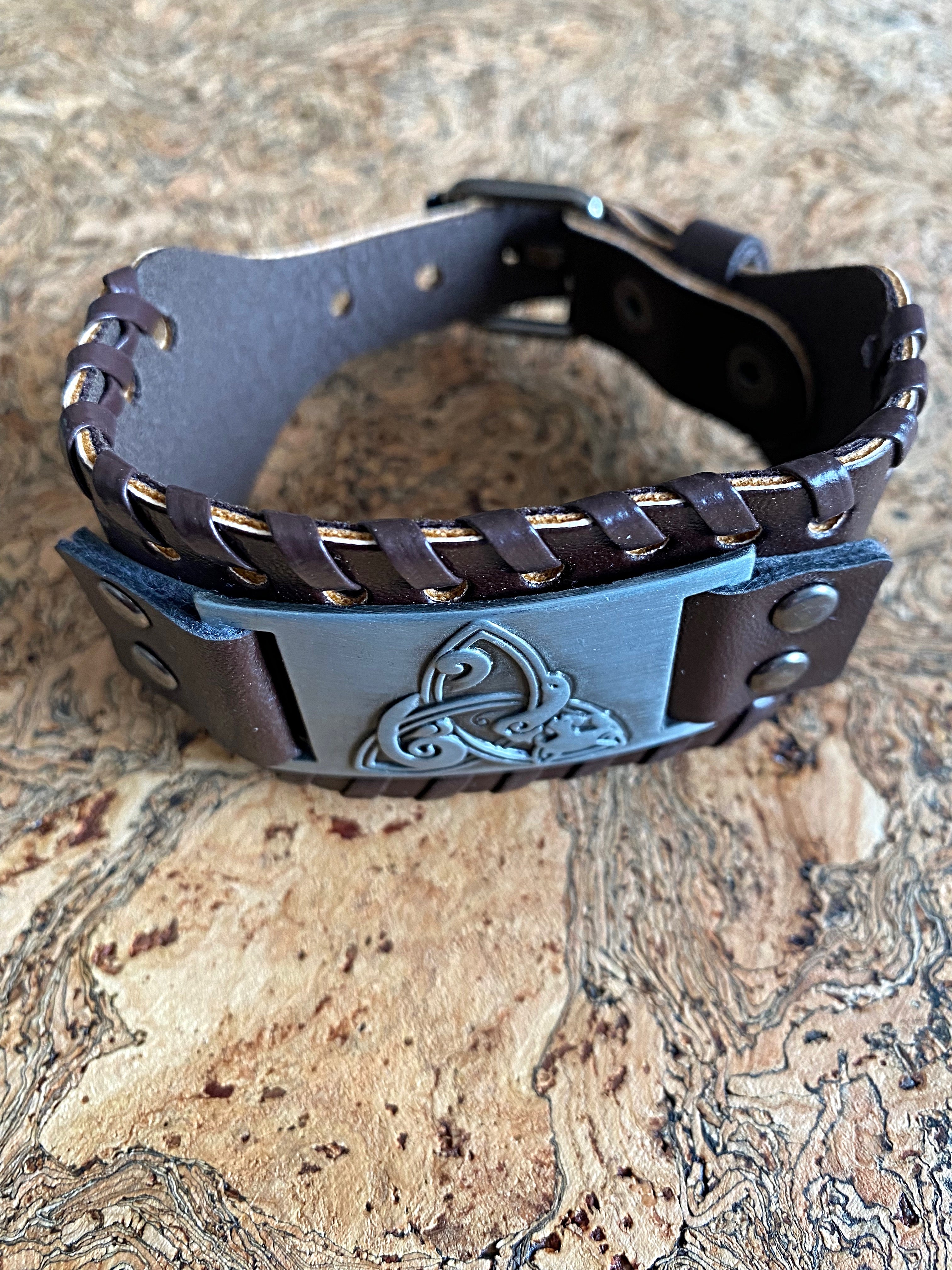 The Triquetra Leather Viking Bracelet