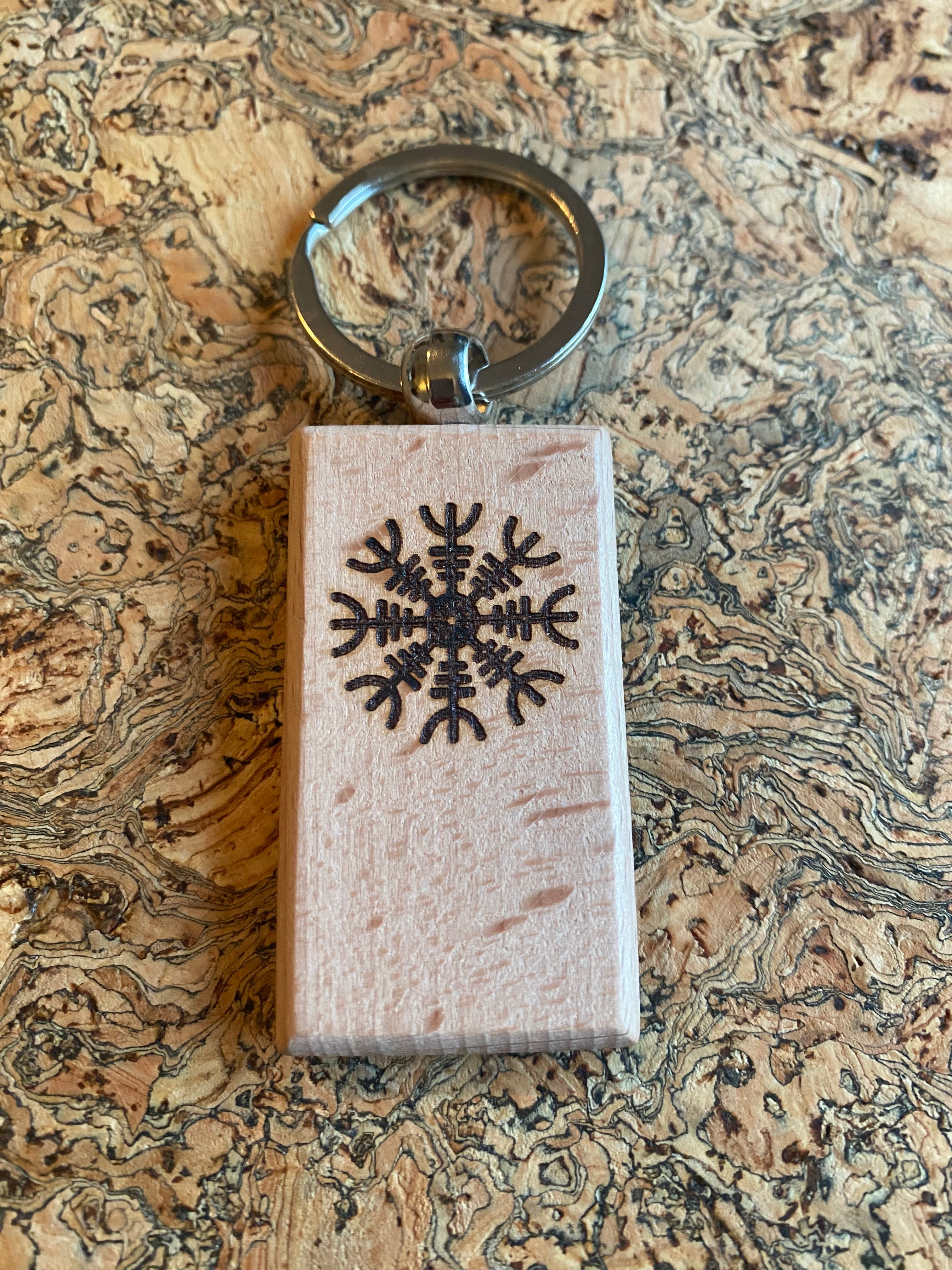 Wooden handmade Helm Of Awe Keyring
