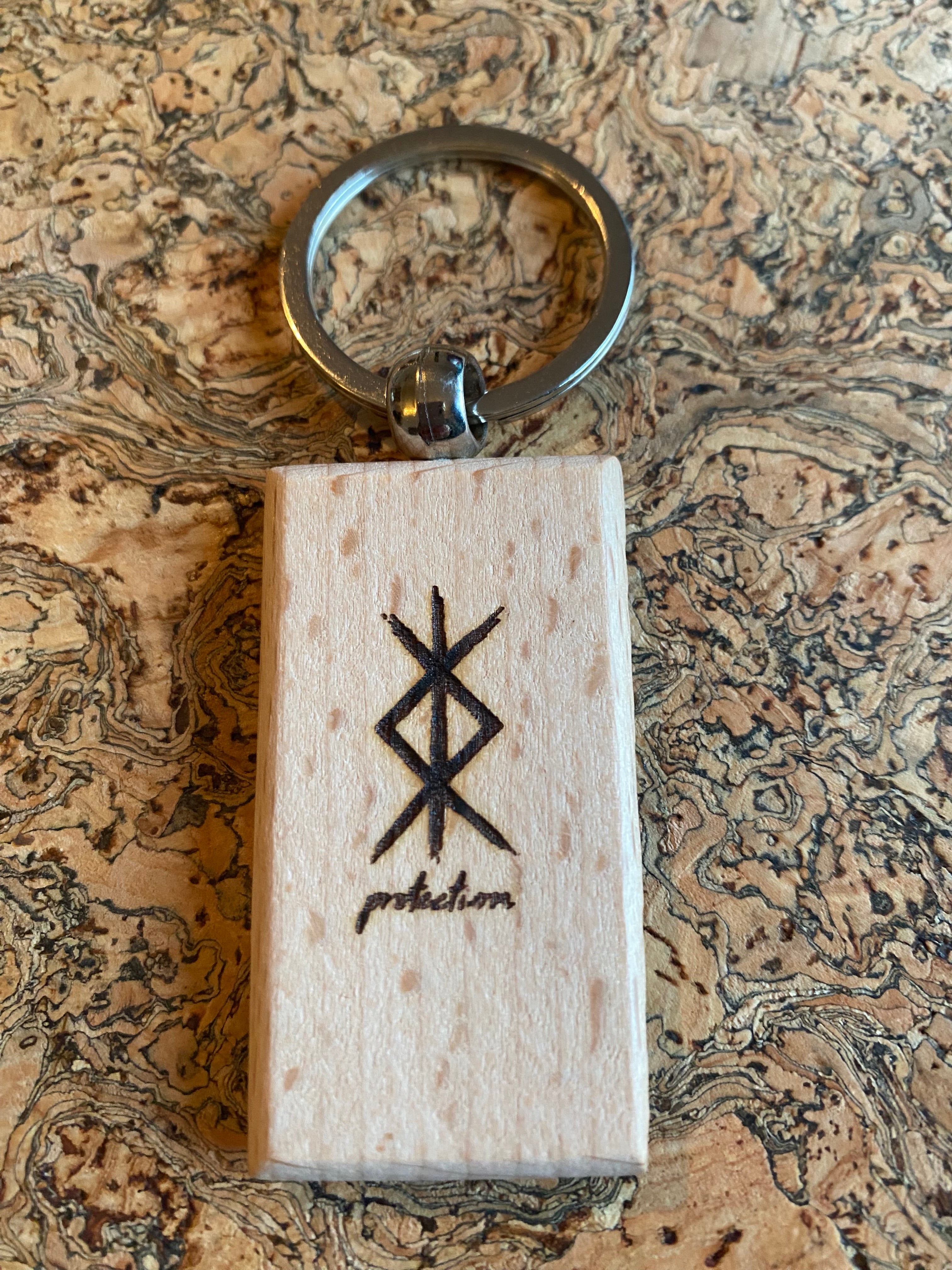 Wooden handmade Protection Rune Keyring