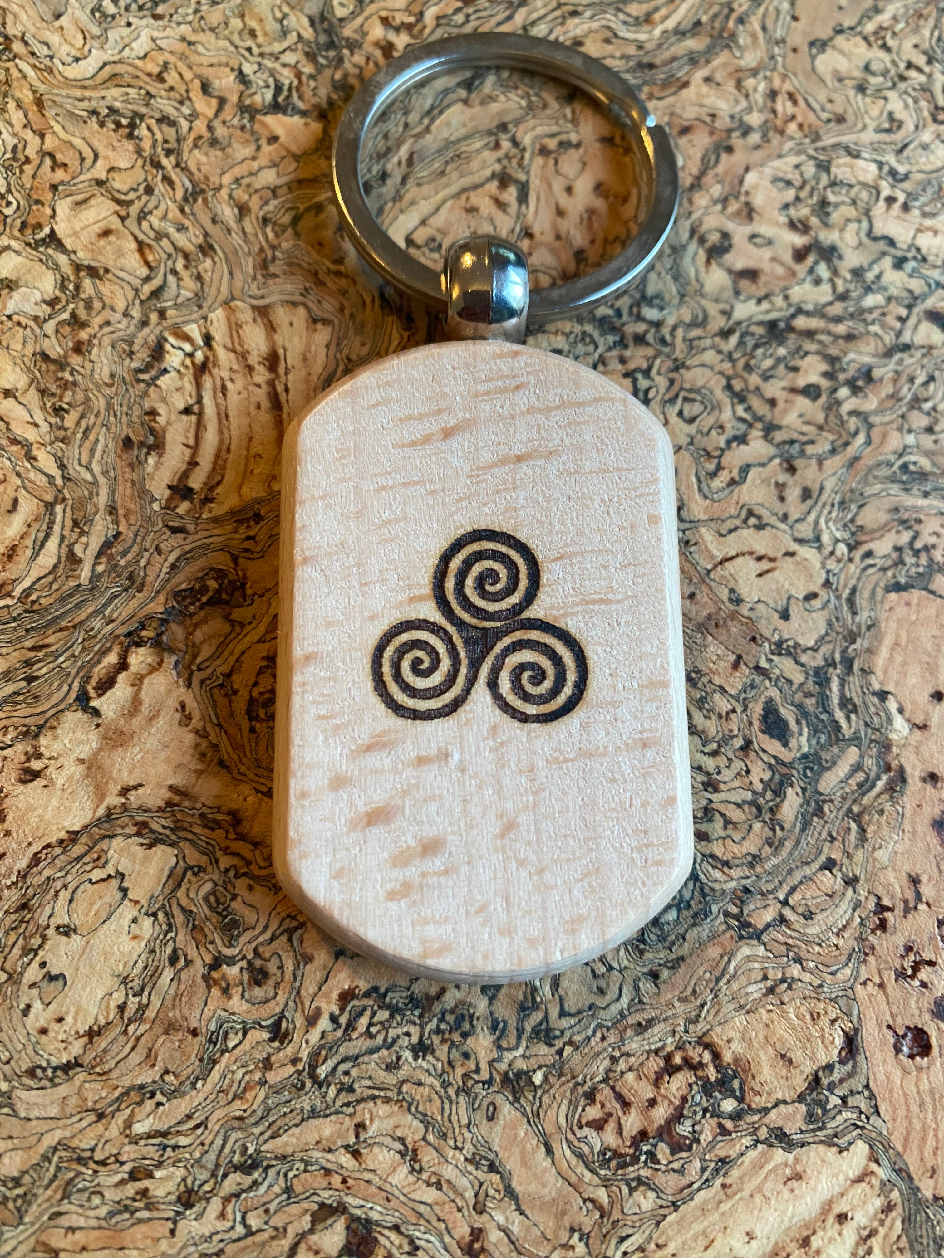 Wooden handmade Triskelion Keyring