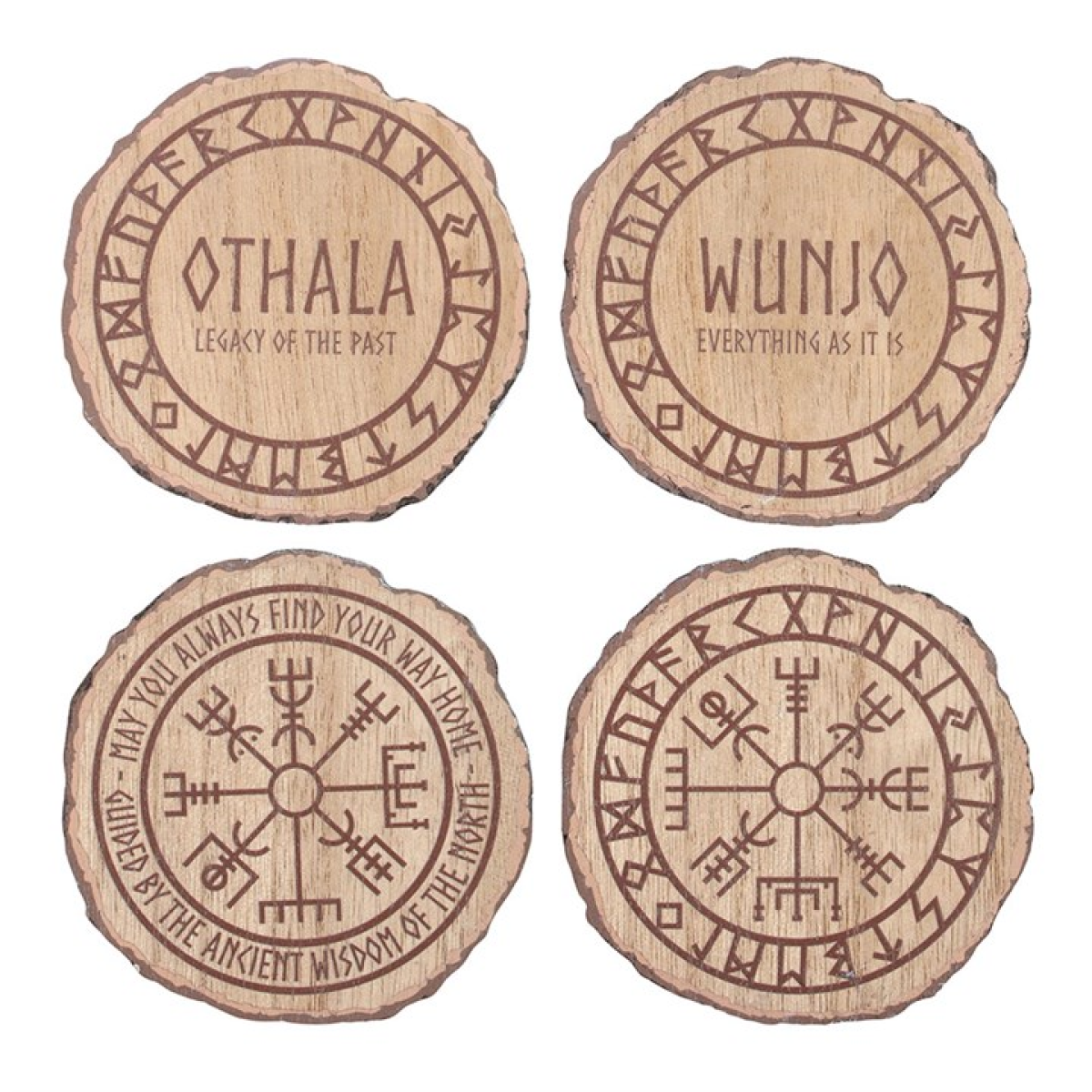 Set of 4 Norse Mythology Wood Slice Coasters Set