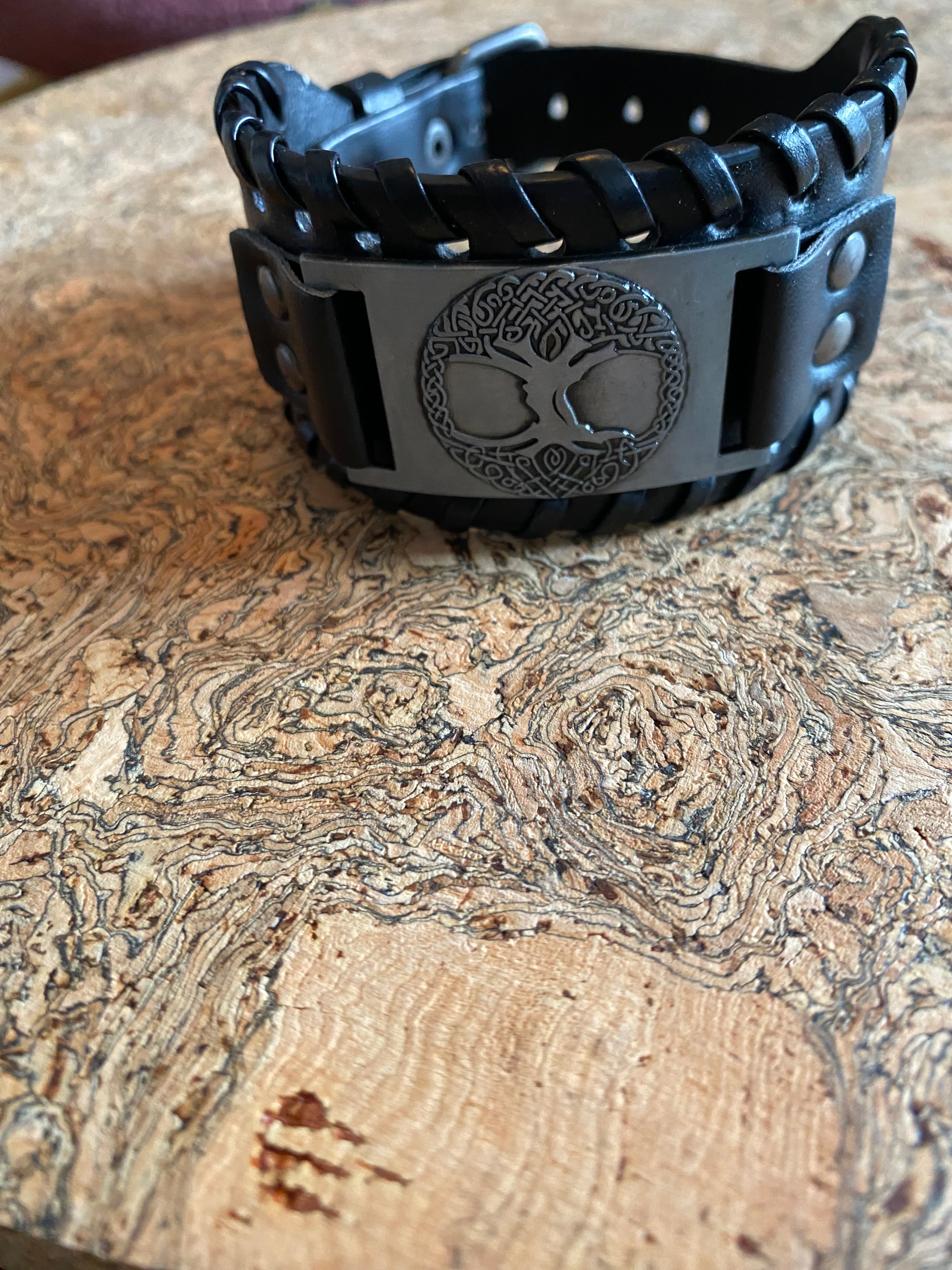 The Powerful Yggdrasil Tree Leather Viking Bracelet