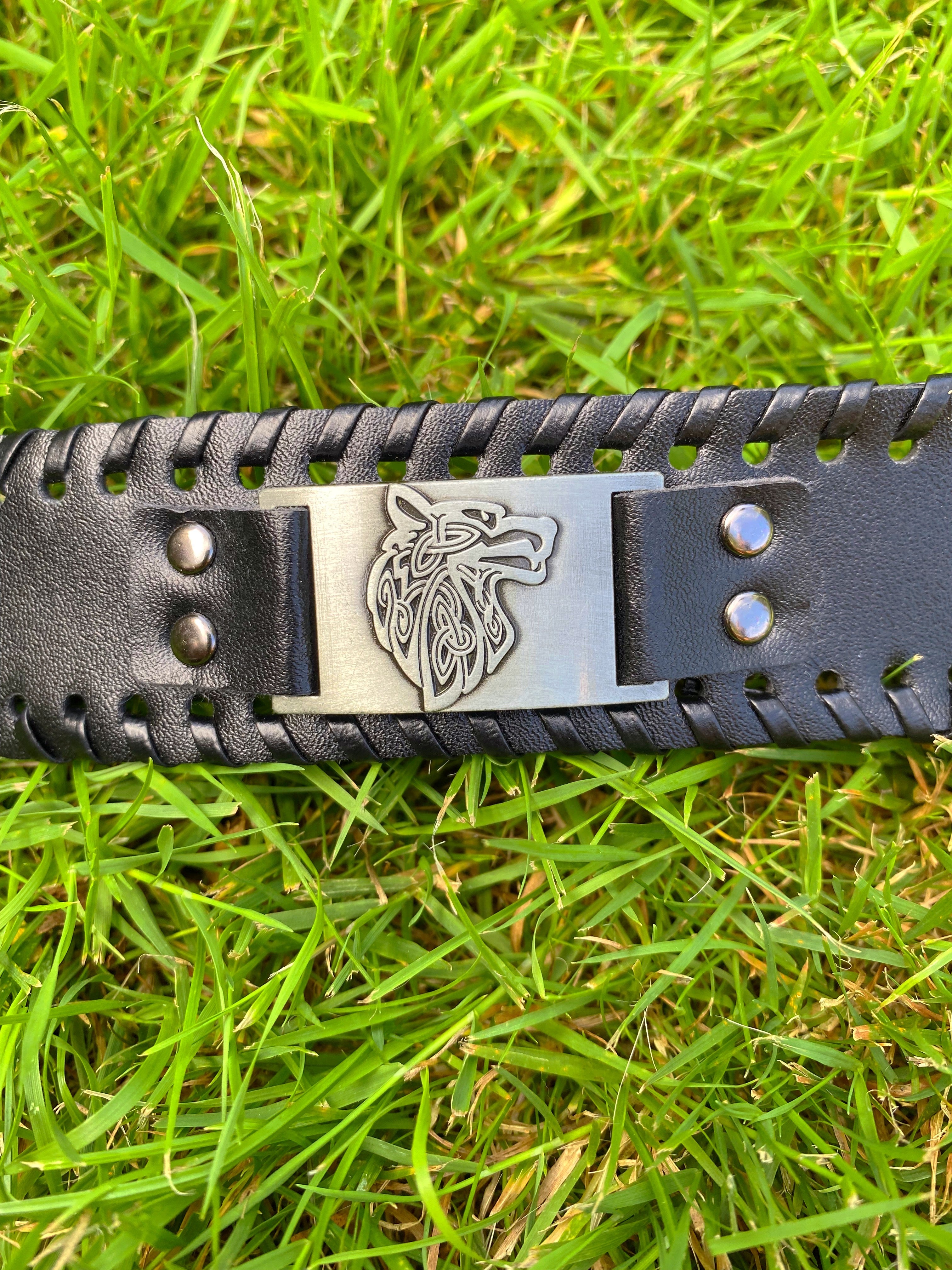 The Fenrir Wolf Leather Viking Bracelet