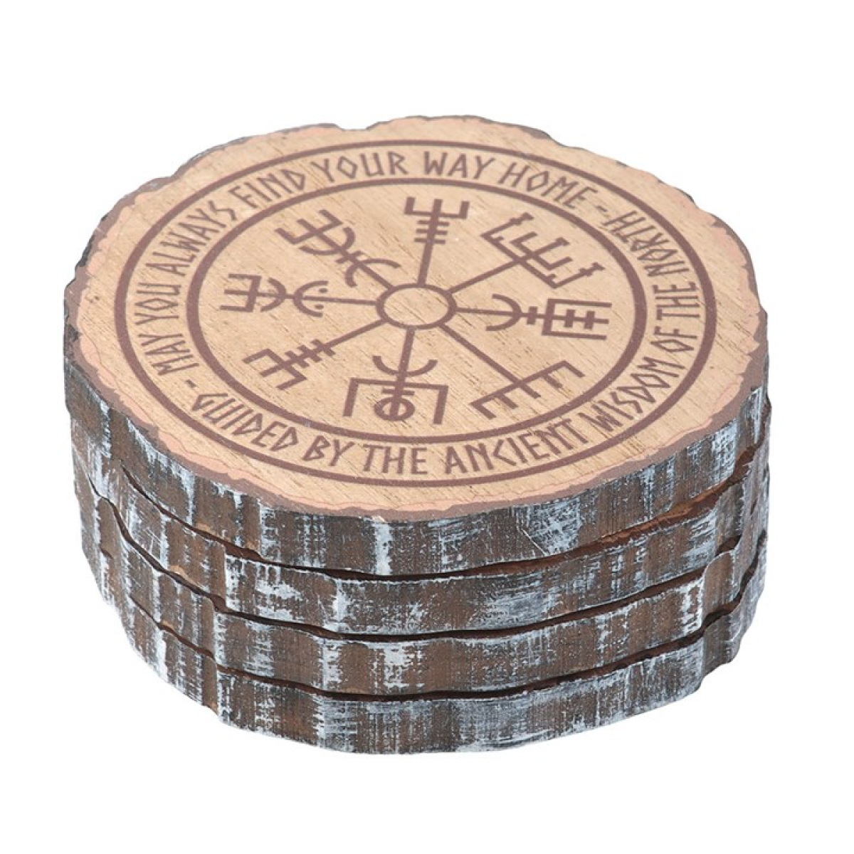 Set of 4 Norse Mythology Wood Slice Coasters Set
