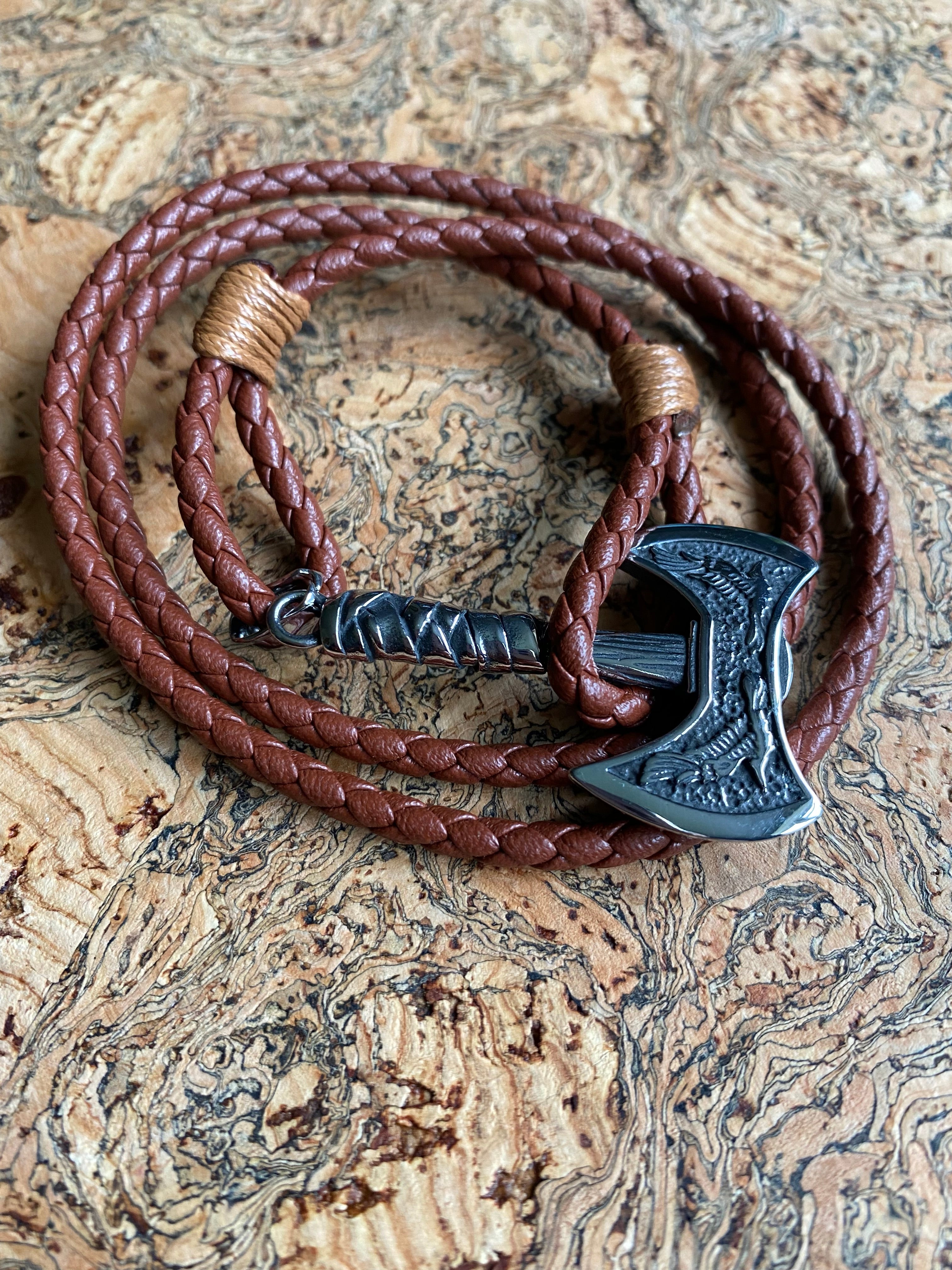Viking Bracelet - Leather Thors Hammer Wrap