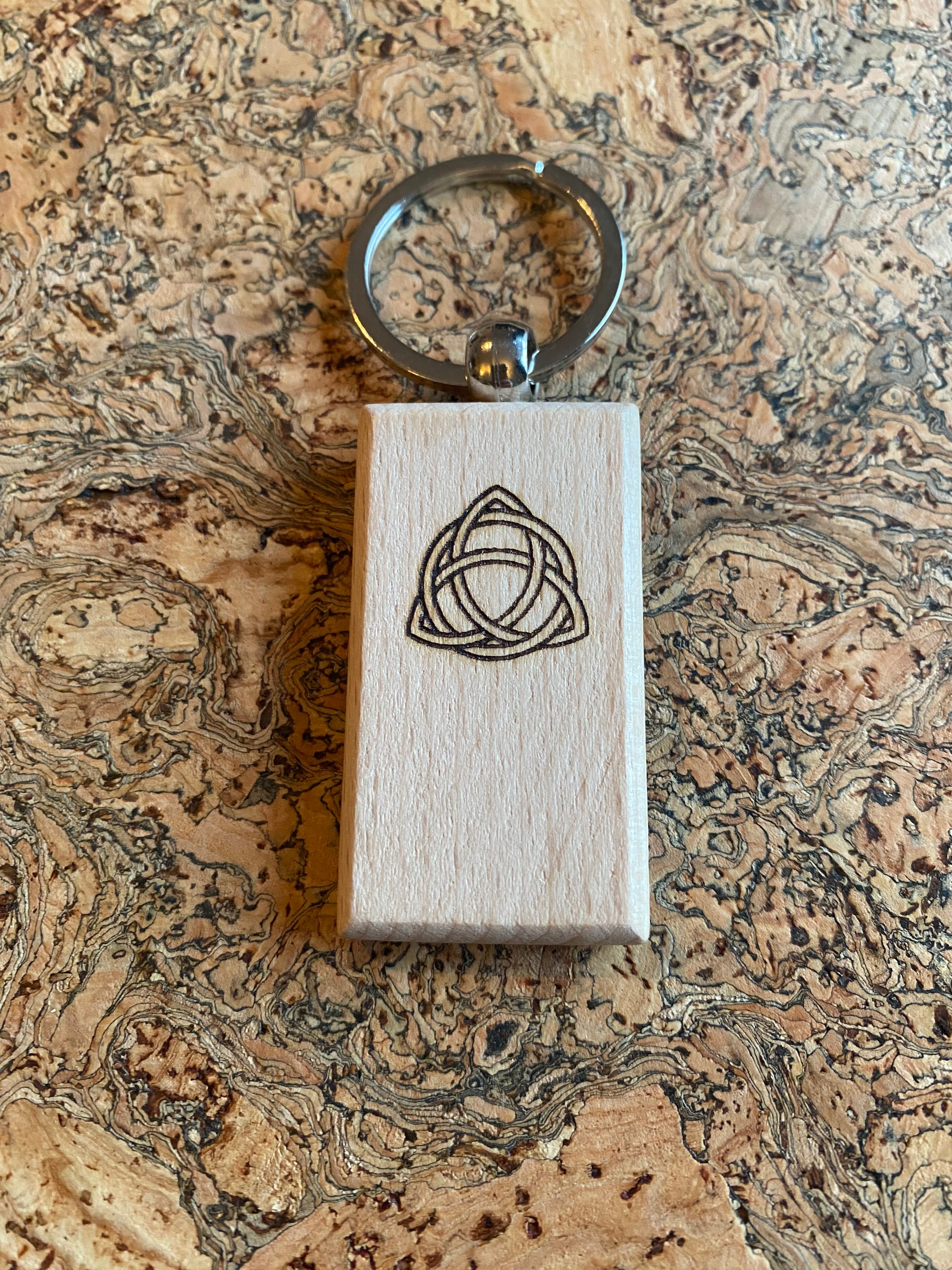 Wooden handmade Triquetra Keyring