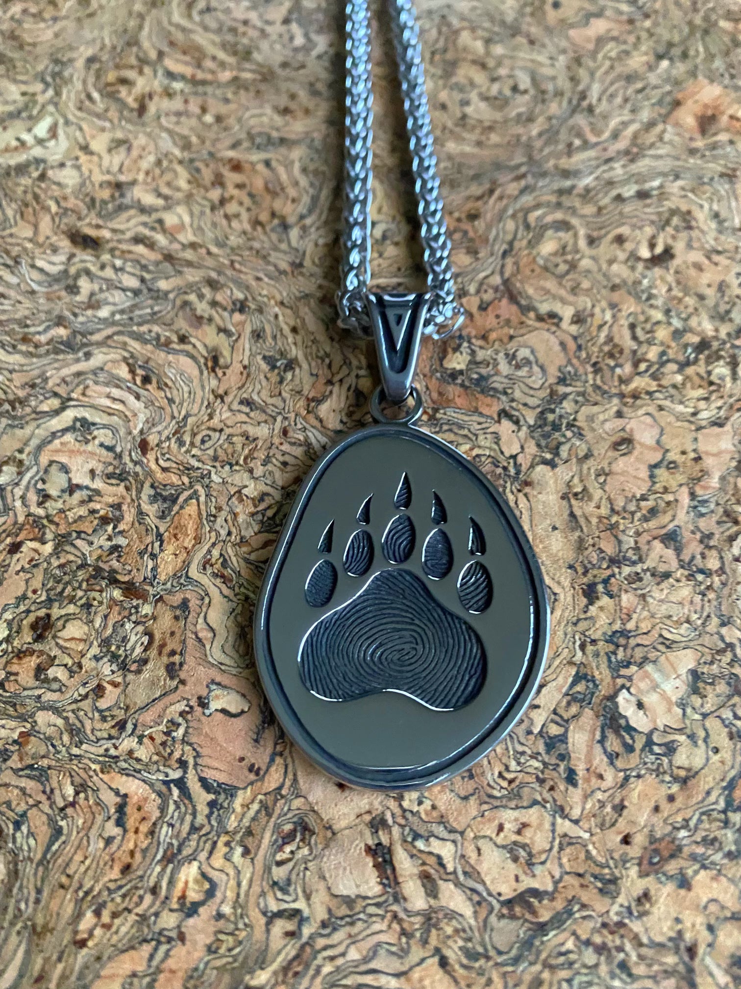 Viking Necklace - Double Sided Bear Paw Print