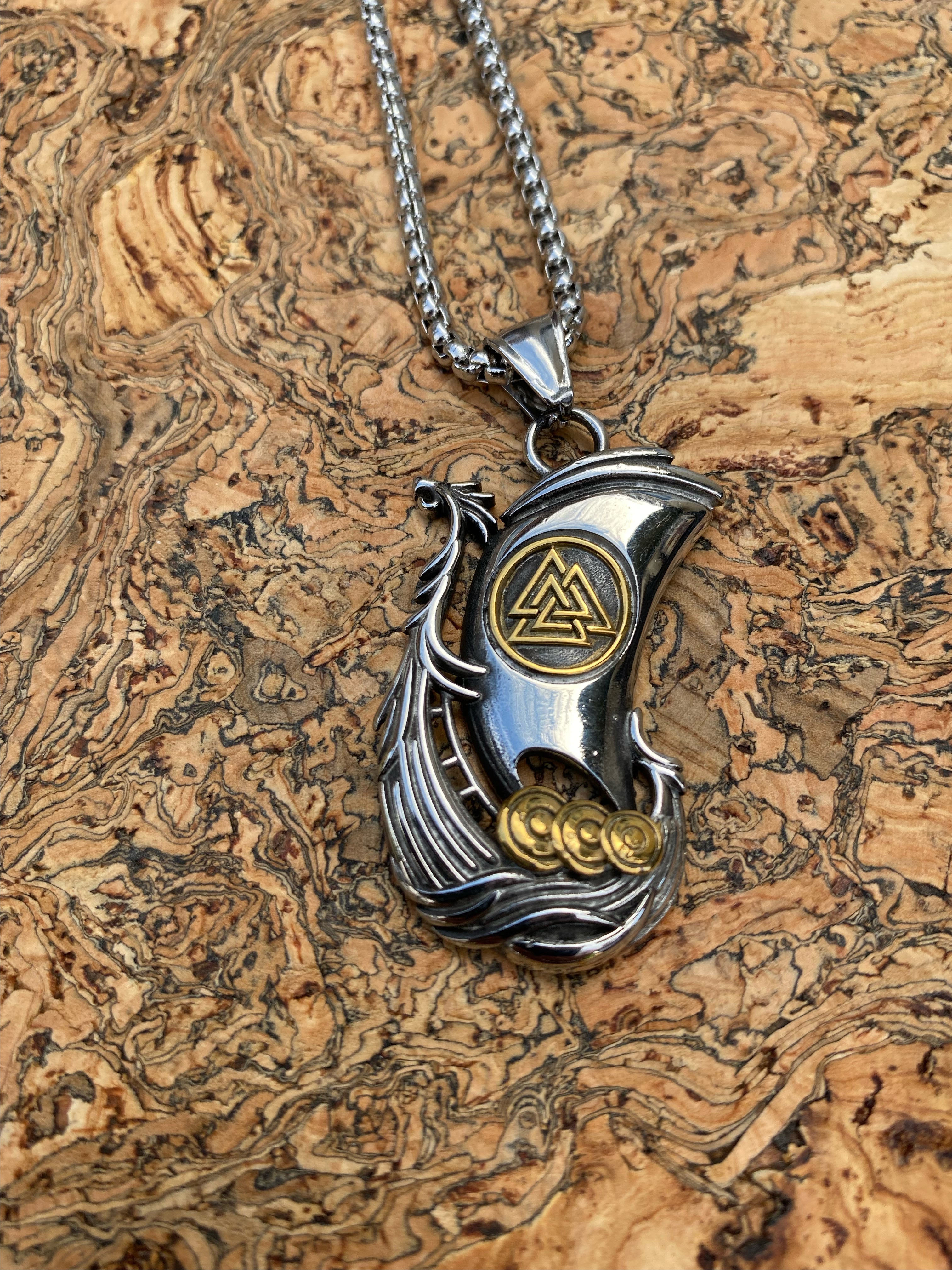 Viking Necklace - Valknut Viking Ship