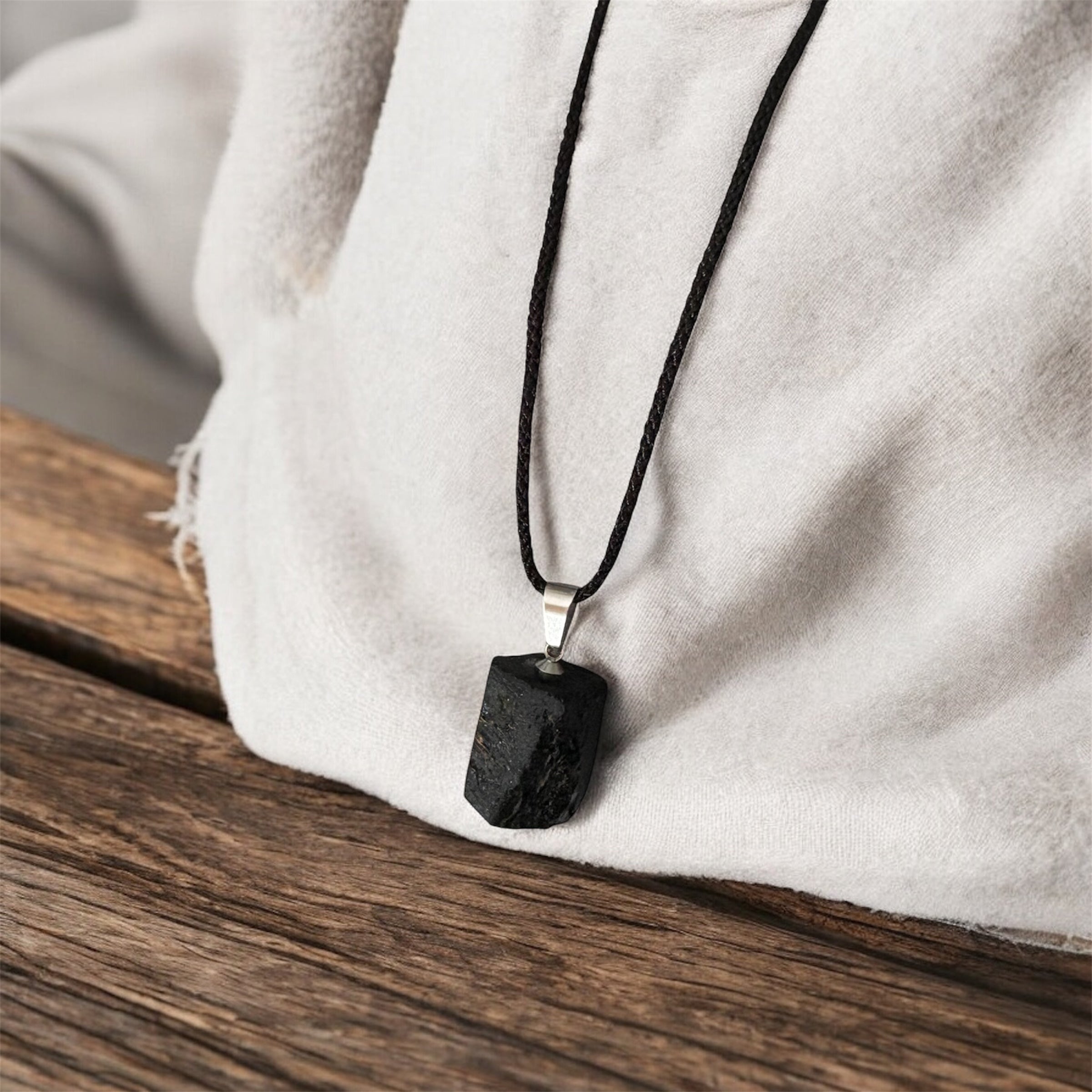 Raw Tourmaline Stone Rope Necklace
