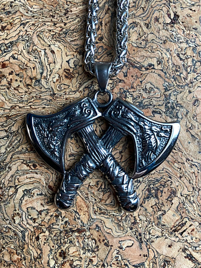 Viking Necklace - Double sided Heavy Twin Axe
