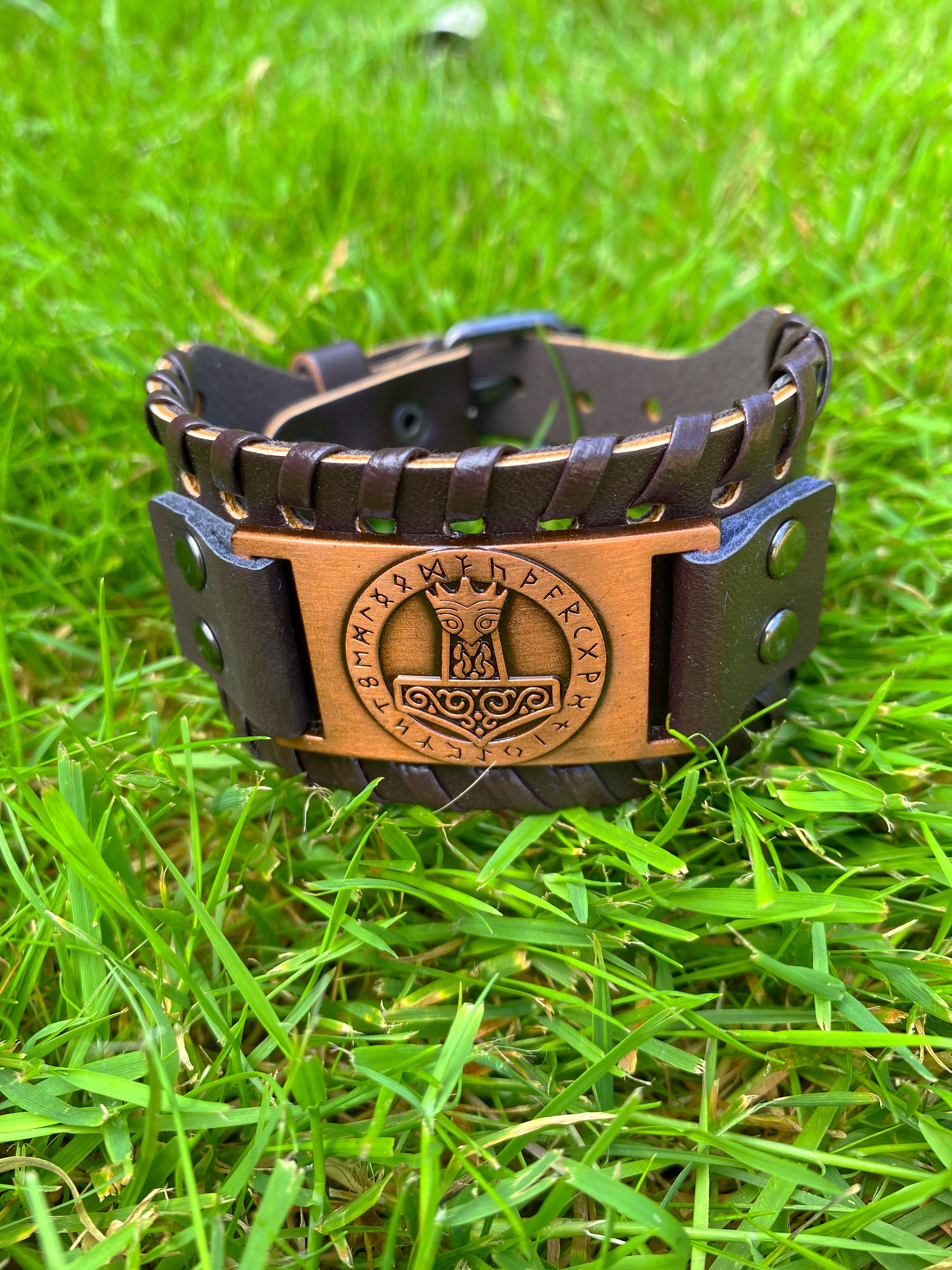 The Almighty Thor Hammer Leather Viking Bracelet
