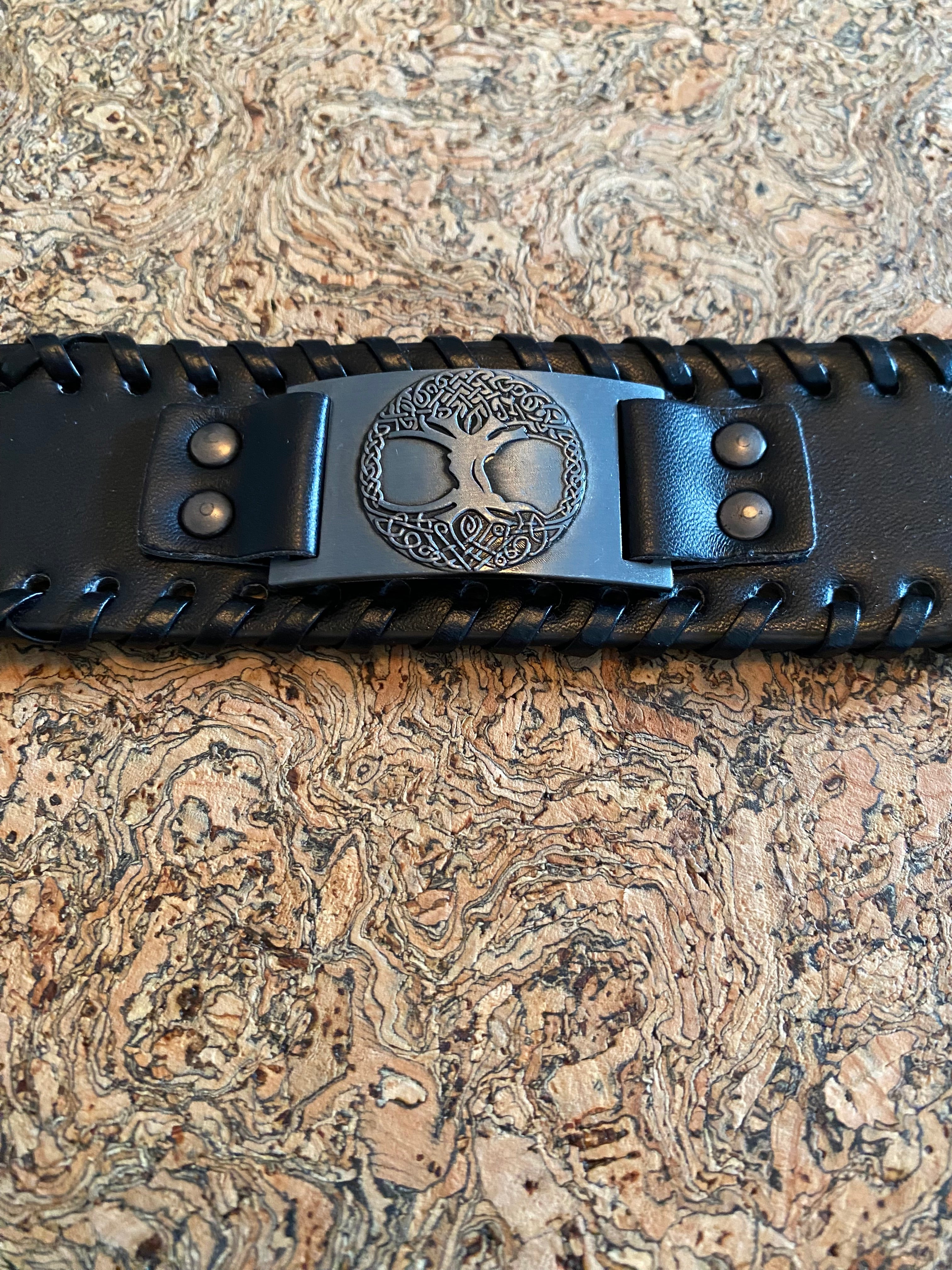 The Powerful Yggdrasil Tree Leather Viking Bracelet