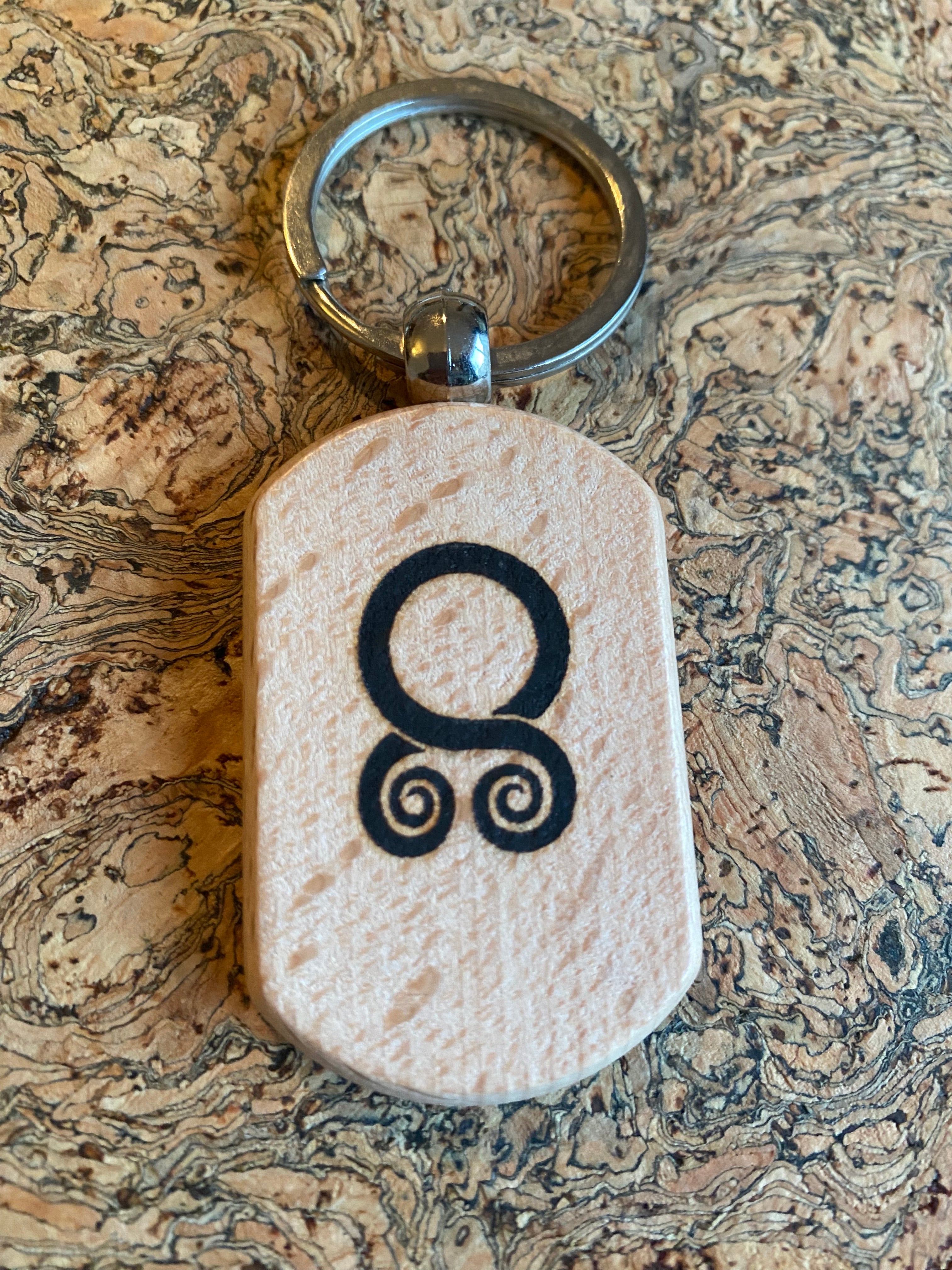 Wooden handmade Viking Troll Cross Keyring