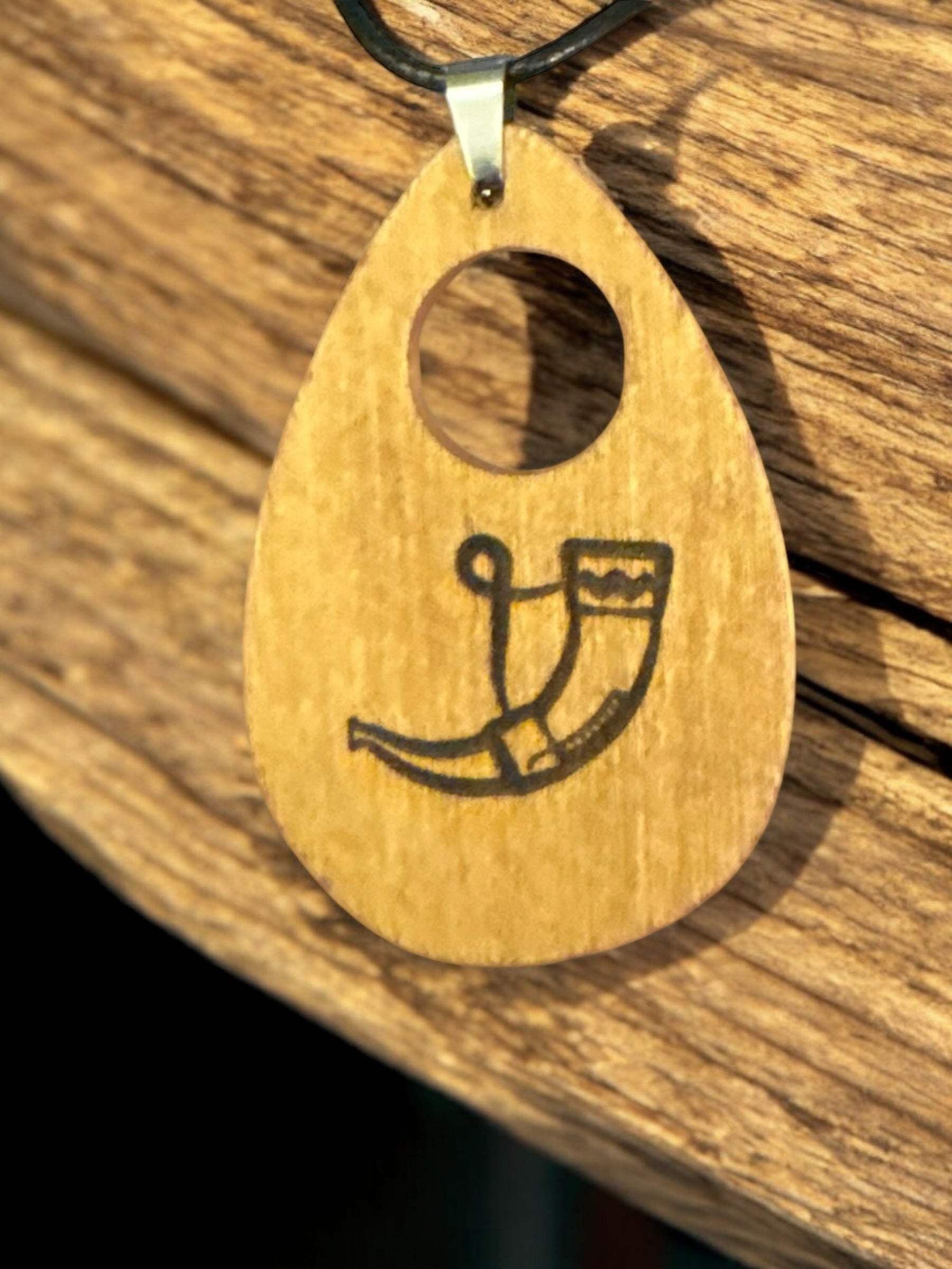 Handmade Wooden Nordic Horn Necklace