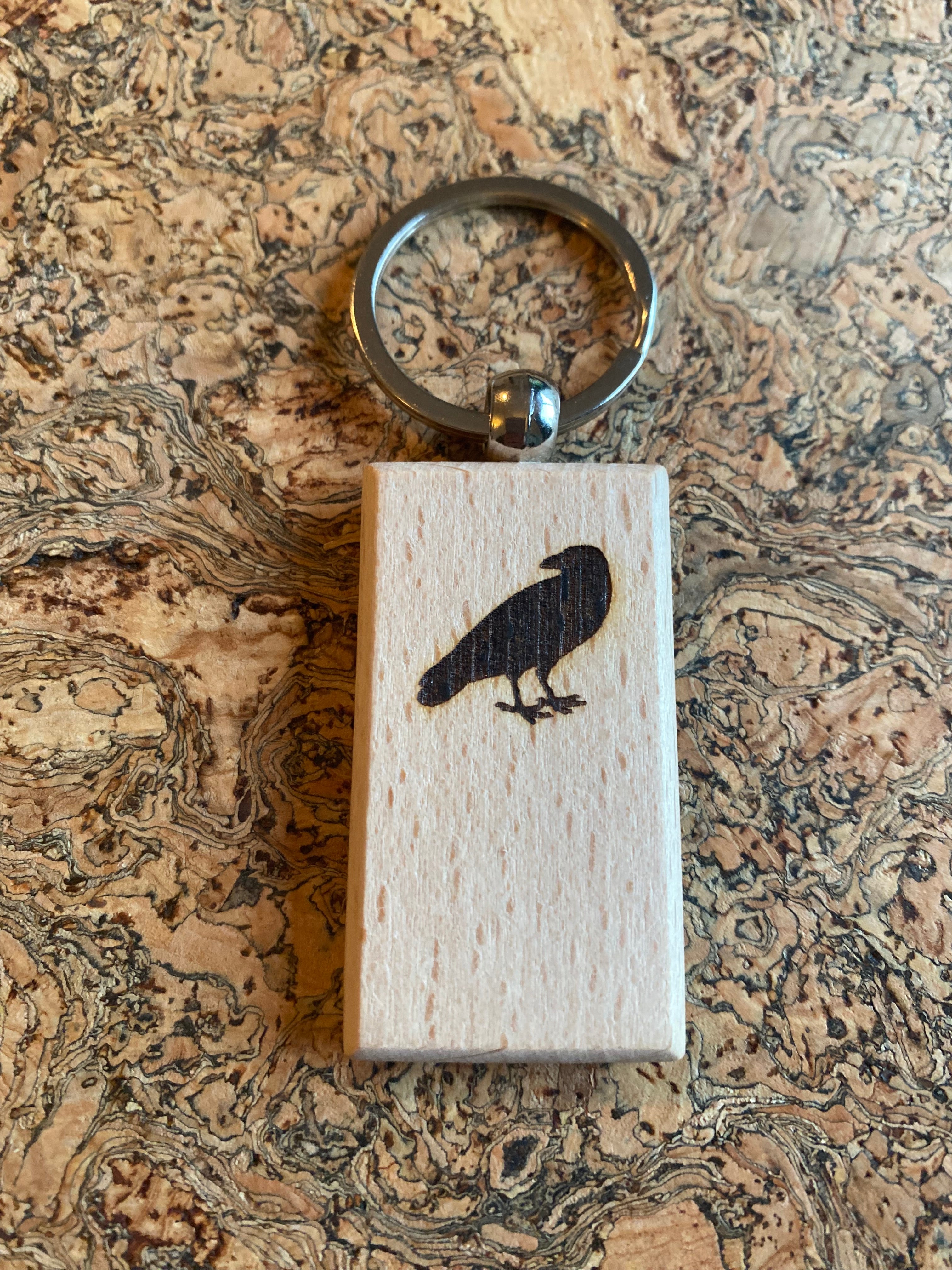 Wooden handmade Raven Keyring