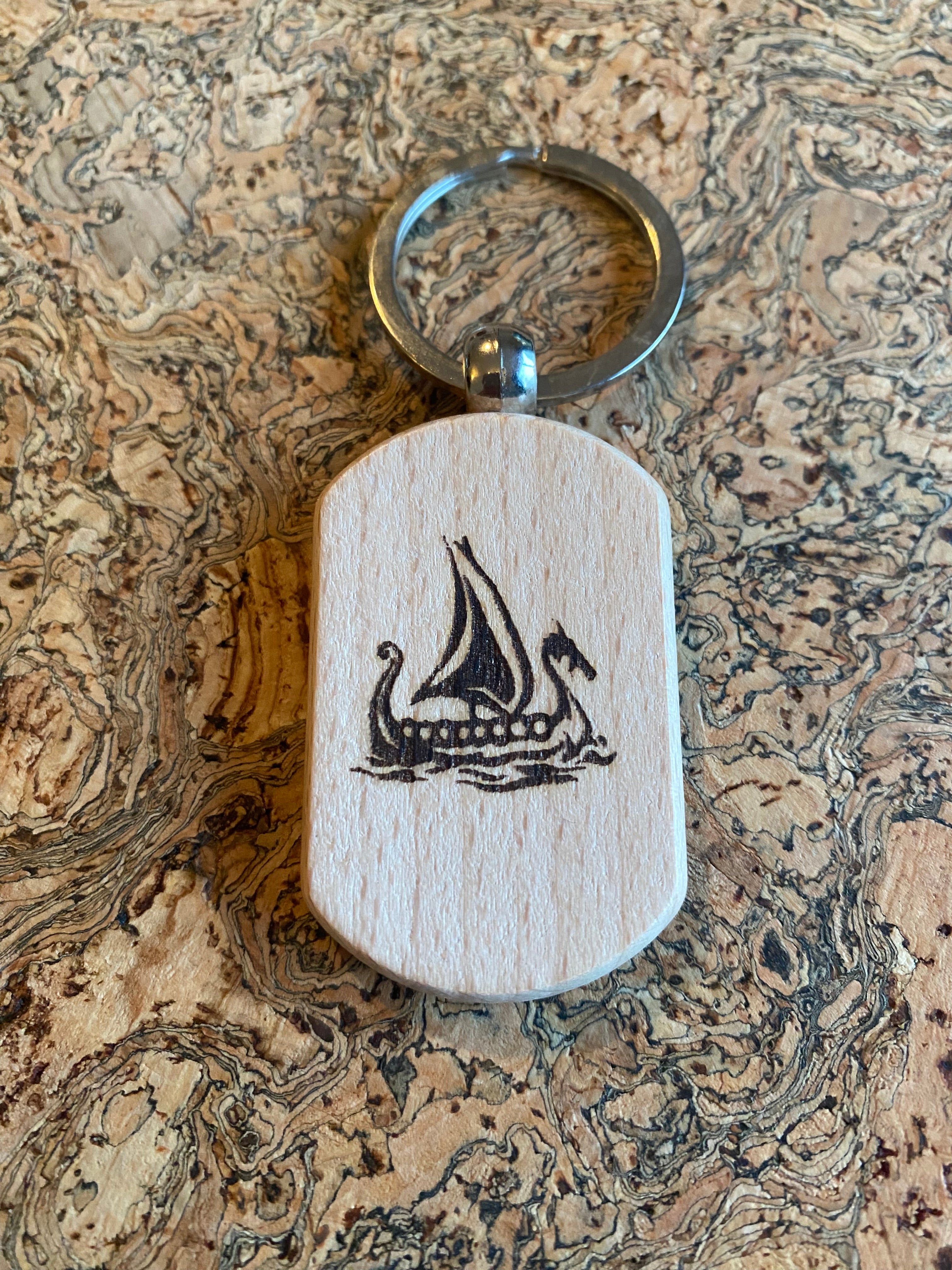 Wooden handmade Viking Longship Keyring