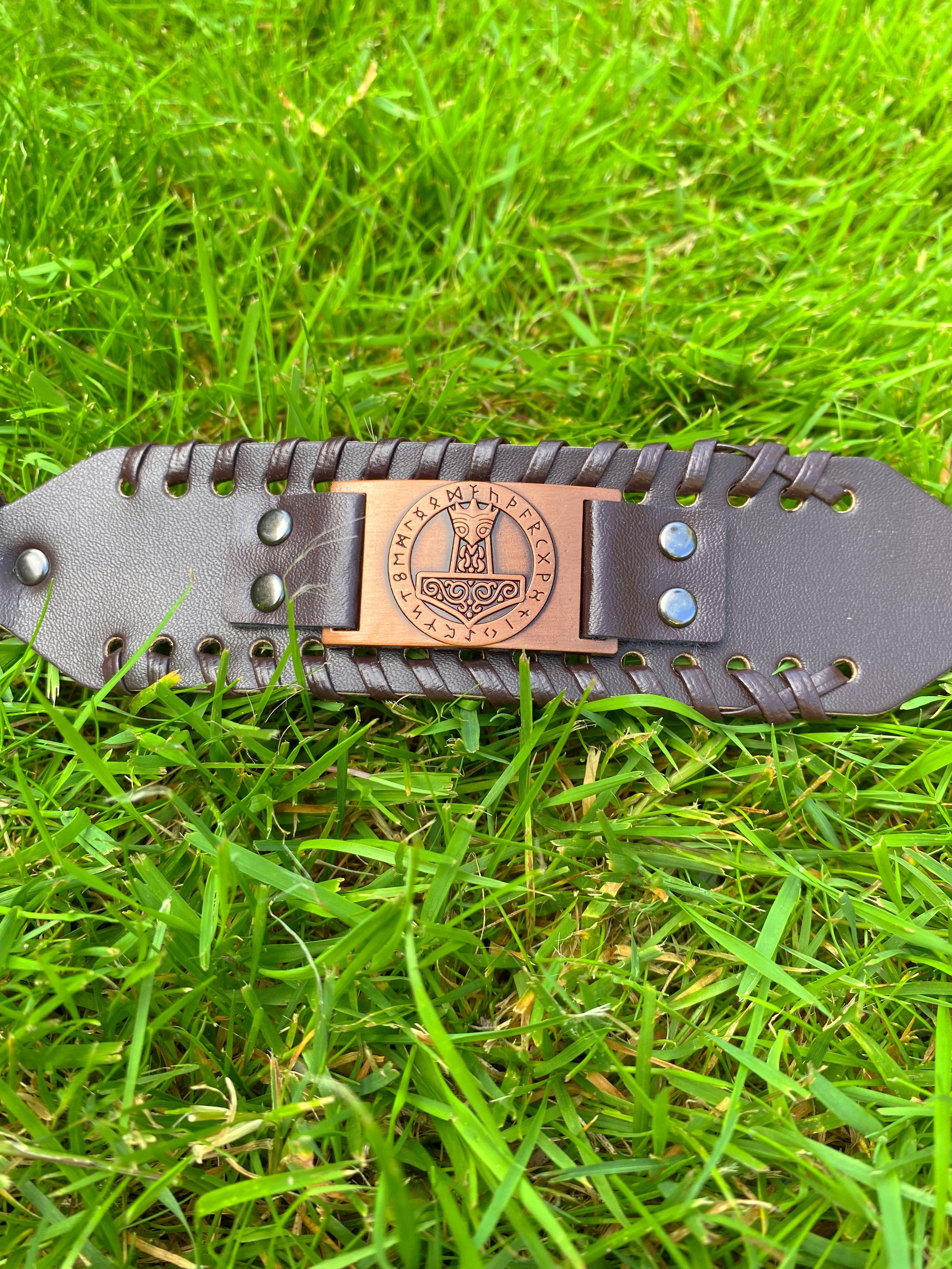 The Almighty Thor Hammer Leather Viking Bracelet