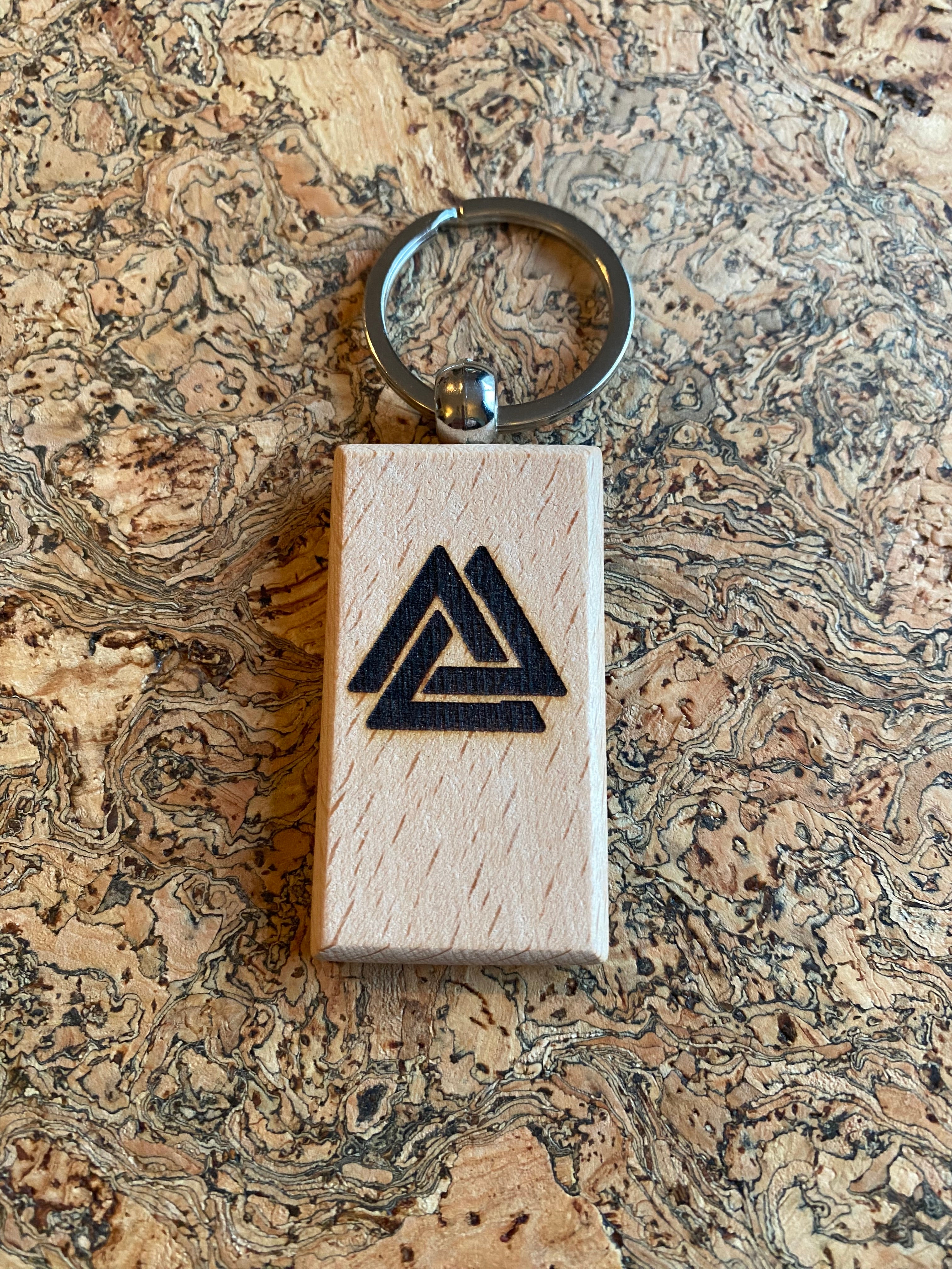 Wooden handmade Valknut Keyring