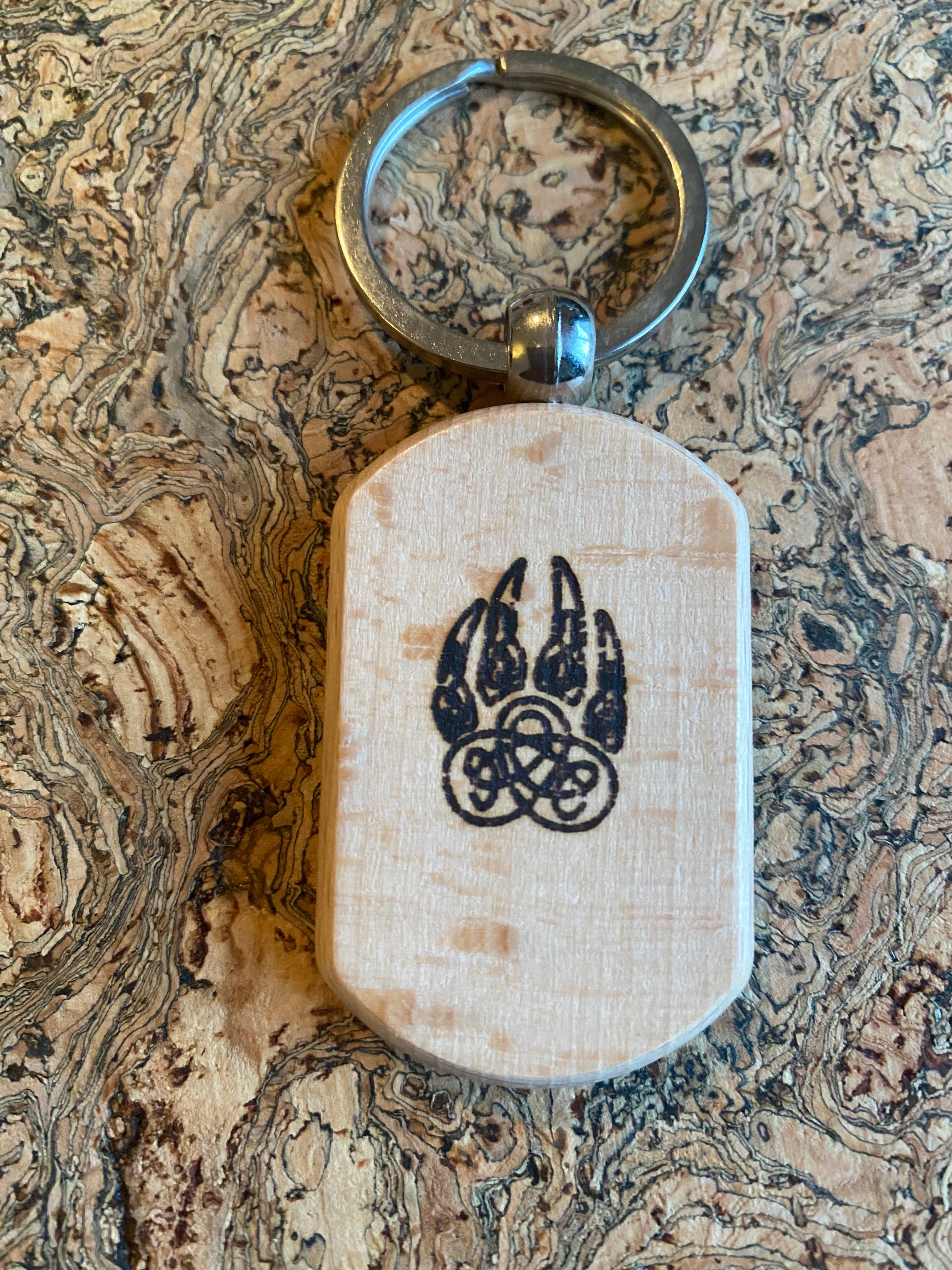 Wooden handmade Bear Claw Keyring