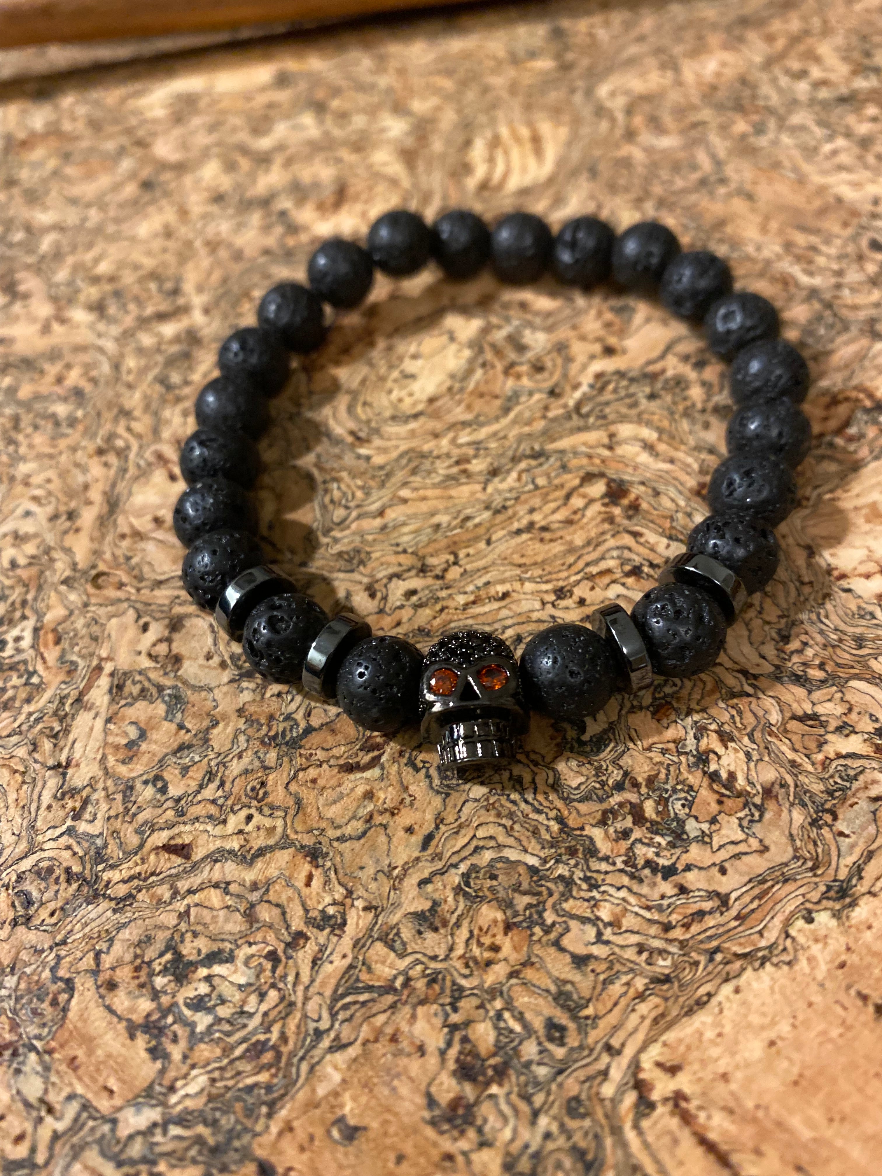 Viking Bracelet - Hematite Skull Of Death