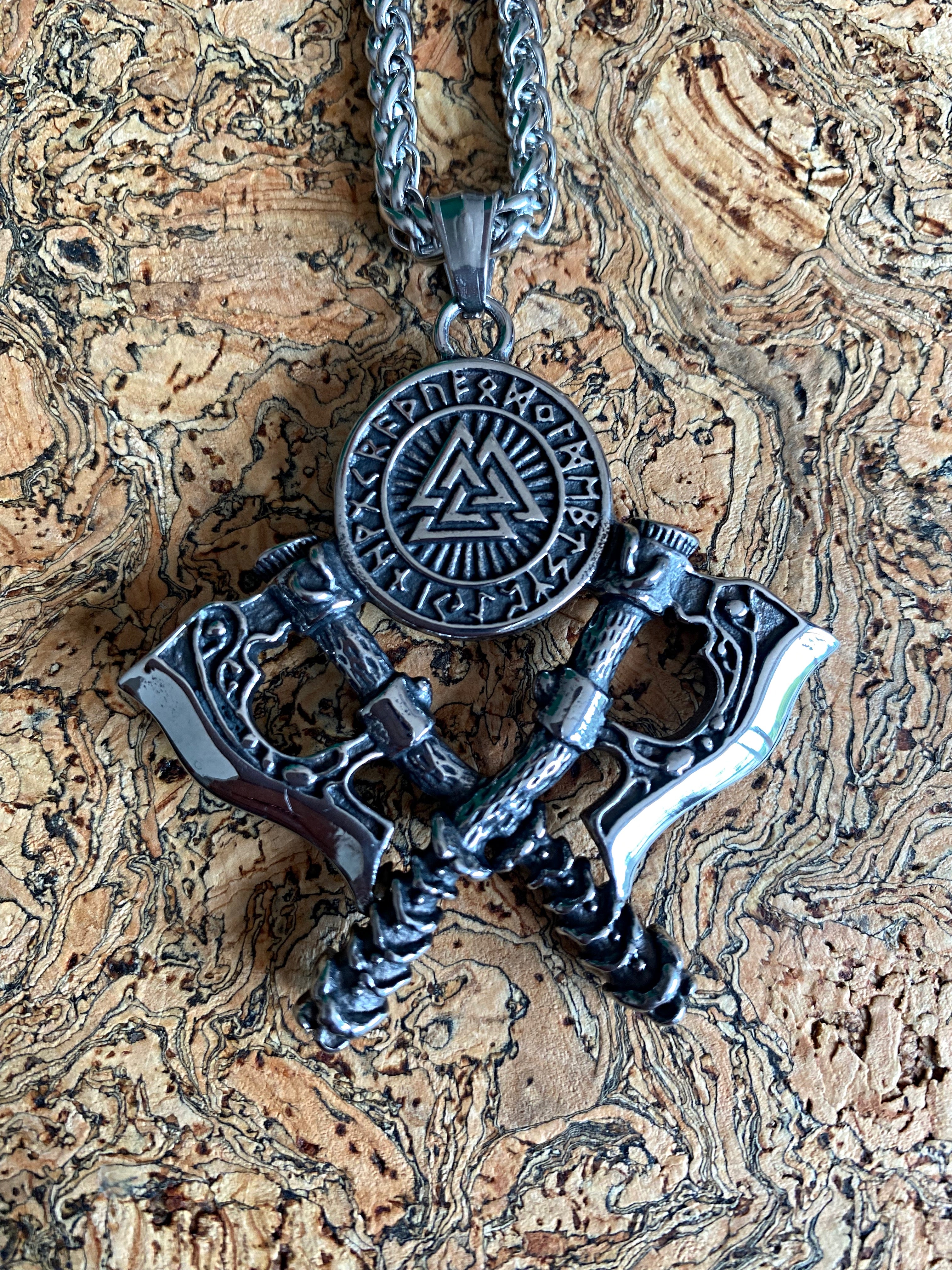 Viking Necklace - Nordic Valknut Axe