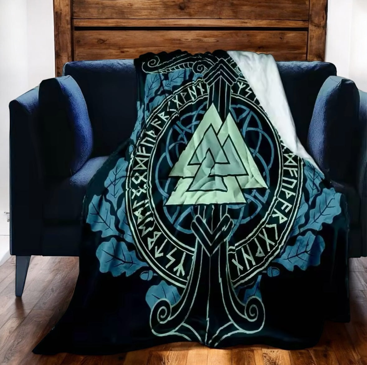 Colourful Valknut Runes Soft Throw Blanket