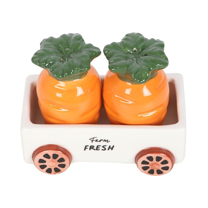 Salt & Pepper Shaker Carrot Cart Set