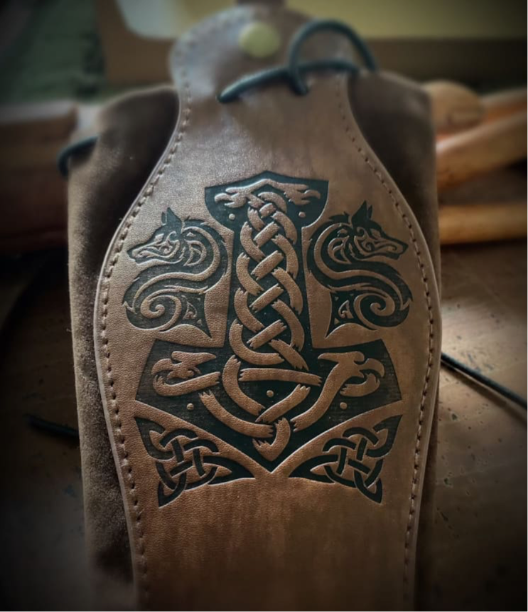 Viking Bag - Thors Hammer Leather Viking BAG/POUCH