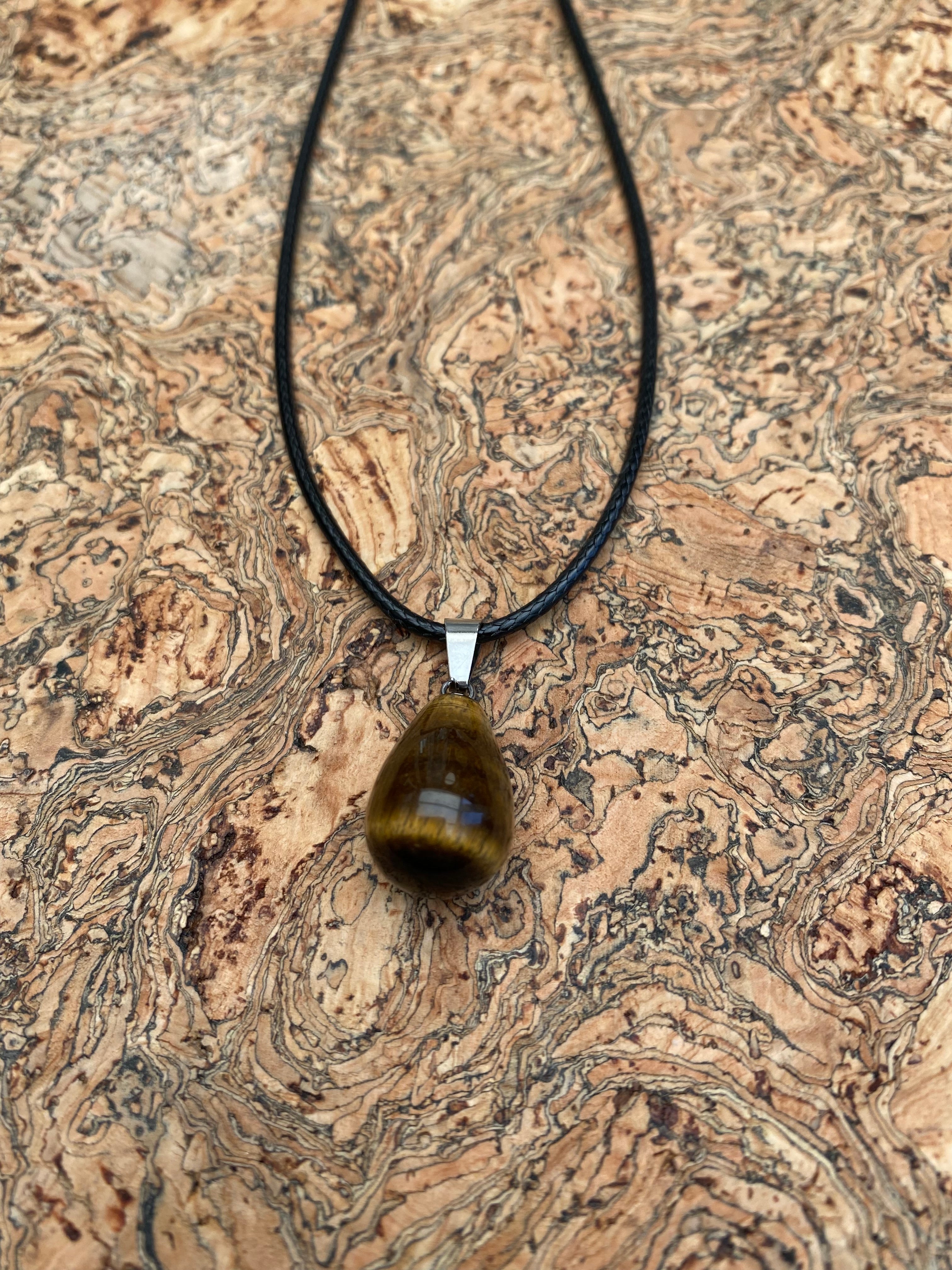 Viking Necklace - Natural Stone Drop Pendant