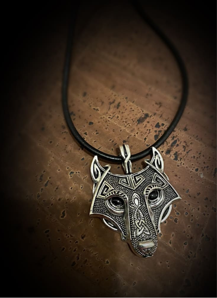 Viking Necklace - Classic Fenrir Wolf On Slimline Leather Or Silver Chain