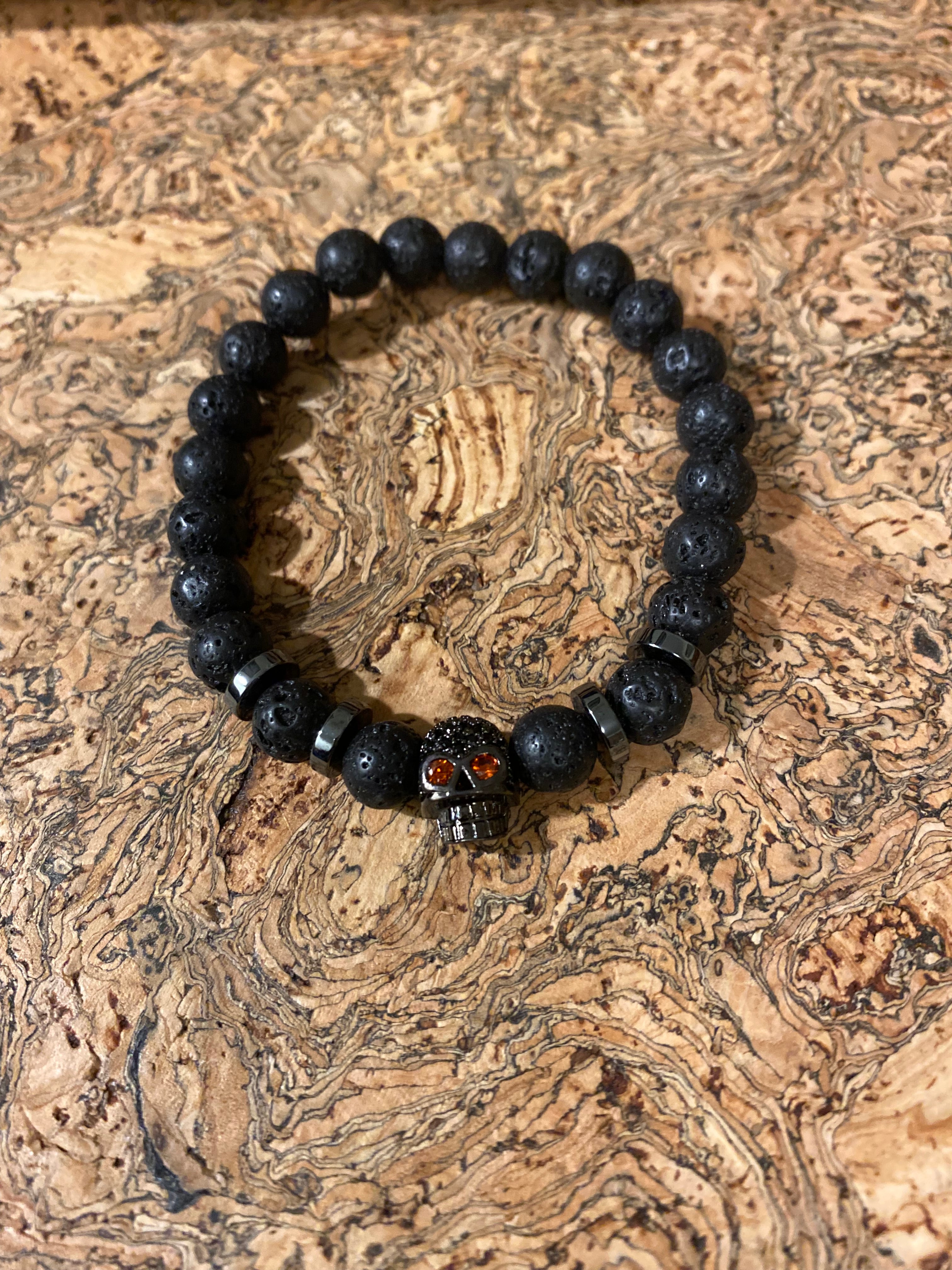 Viking Bracelet - Hematite Skull Of Death