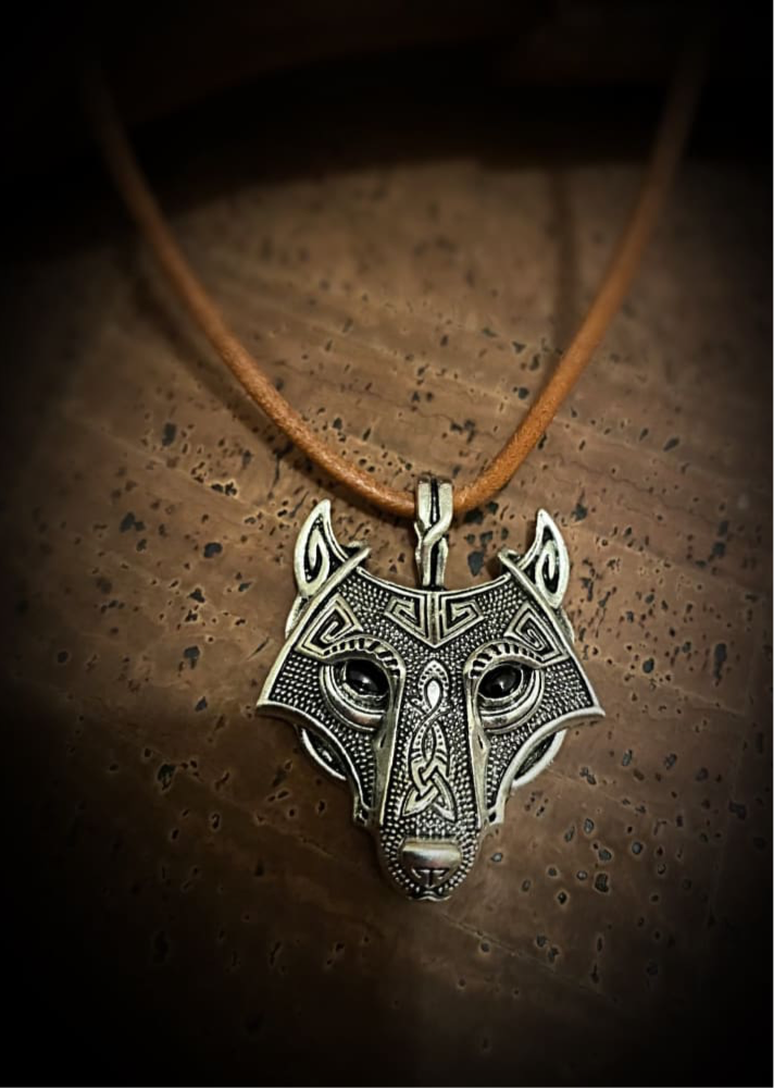 Viking Necklace - Classic Fenrir Wolf On Slimline Leather Or Silver Chain