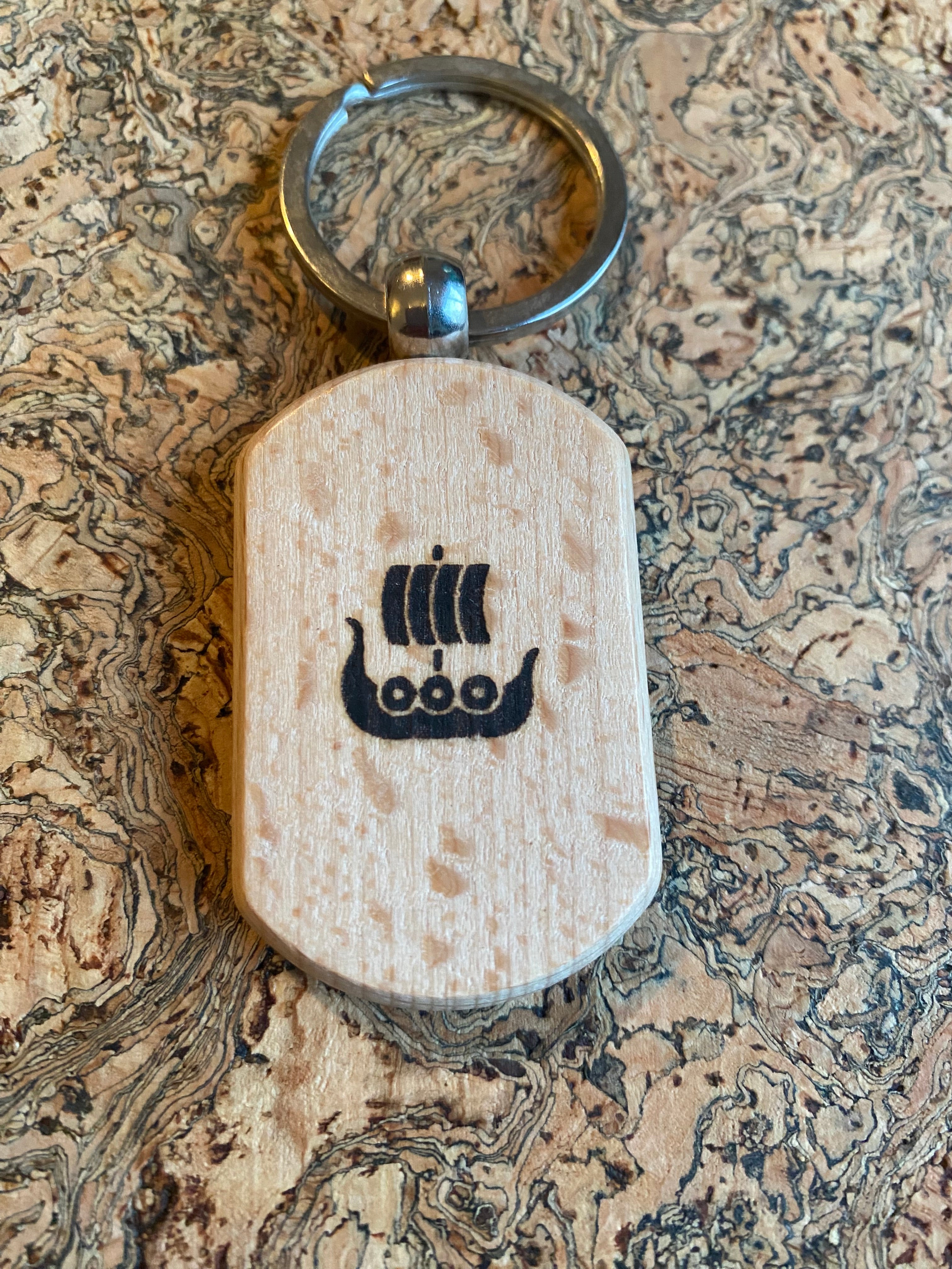 Wooden handmade Simple Viking Longship Keyring
