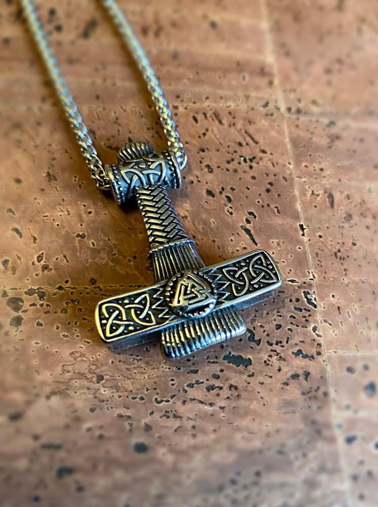 Thor Hammer Necklace - Valknut Knot