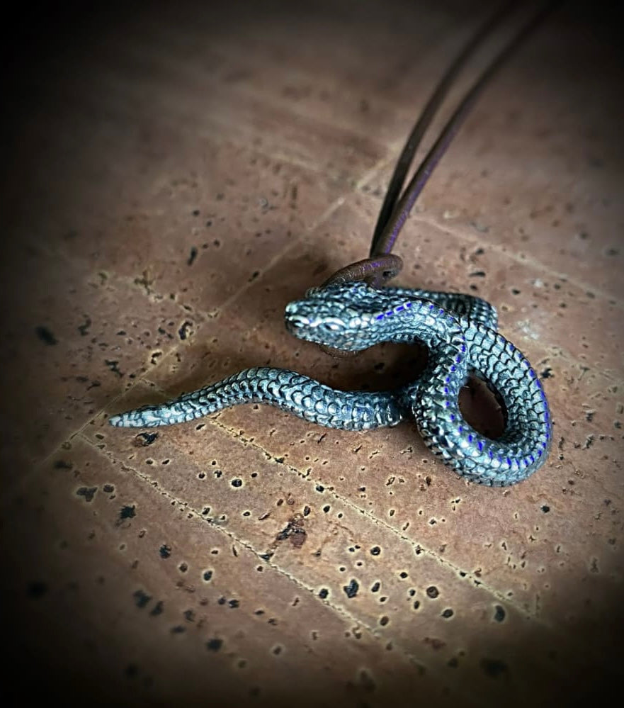 Midgard Serpent with Leather Viking Necklace