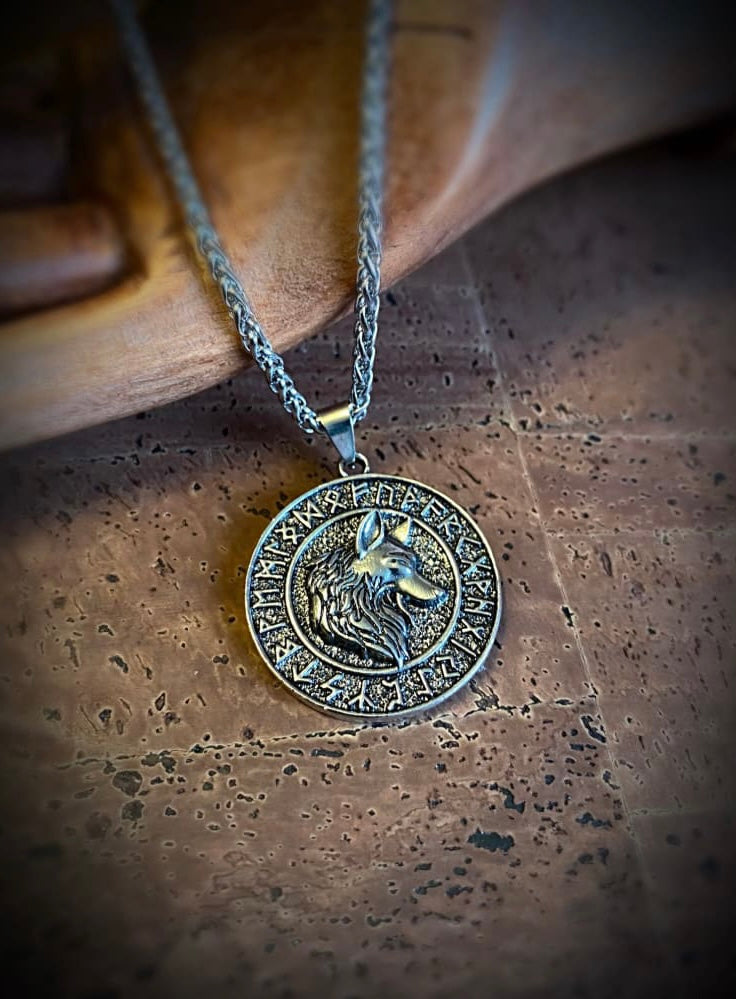 Viking Necklace - Norse Wolf Runes