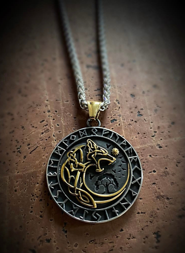 Viking Necklace - Fenrir Runes Necklace - Viking Gifts