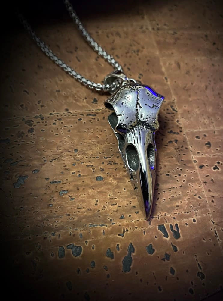 Viking Necklace - Heavy Raw Raven’s Skull