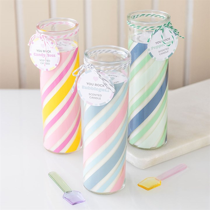 Retro Candy Striped Candyfloss Candle