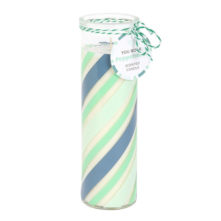 Retro Candy Striped Peppermint Candle
