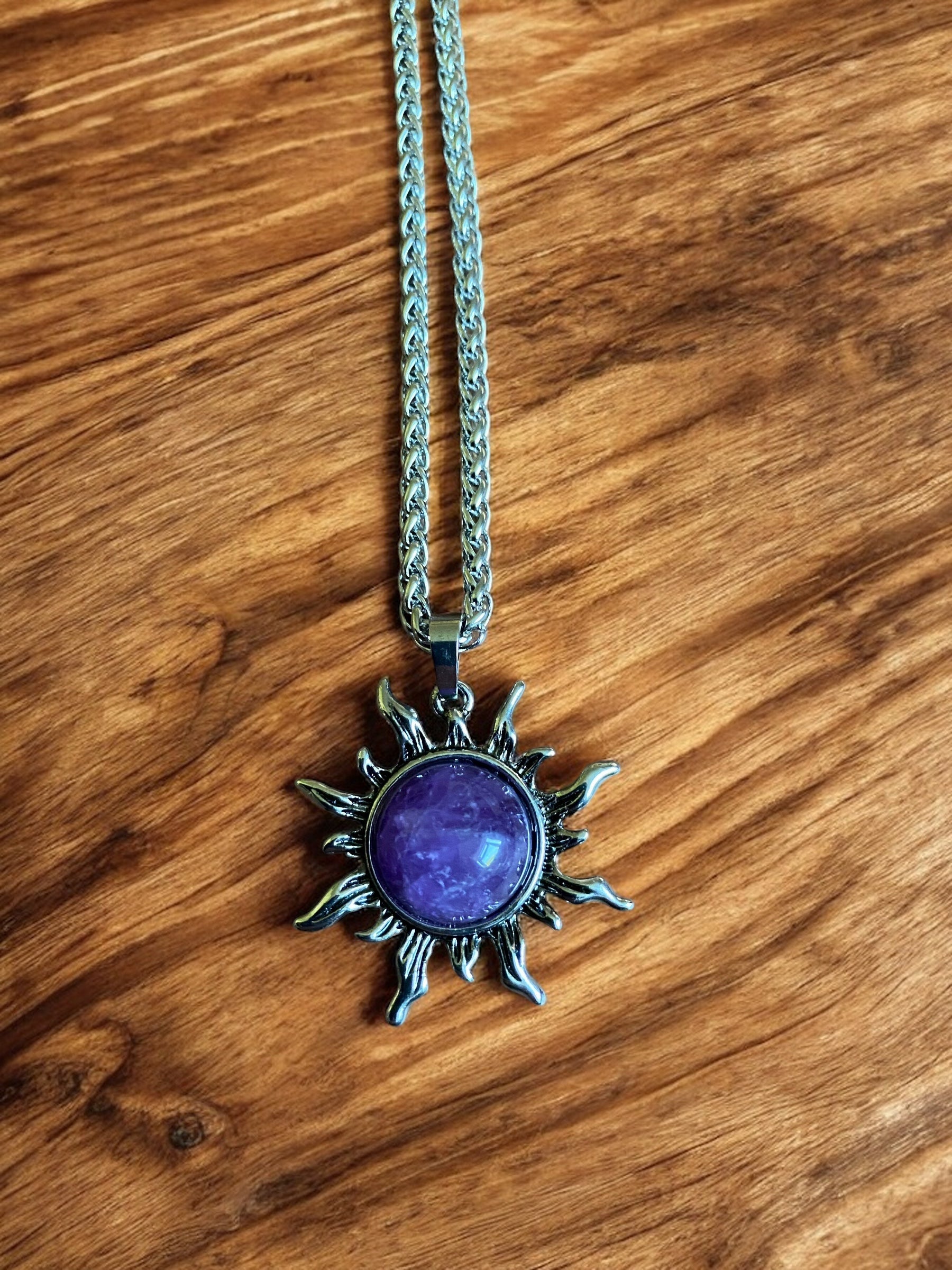 Pagan Necklace - Natural Sun Real Crystals