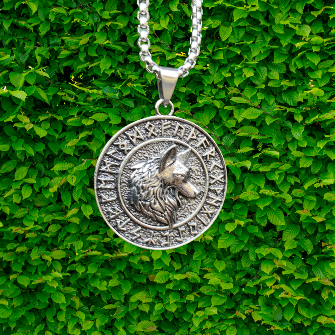 Viking Necklace - Norse Wolf Runes