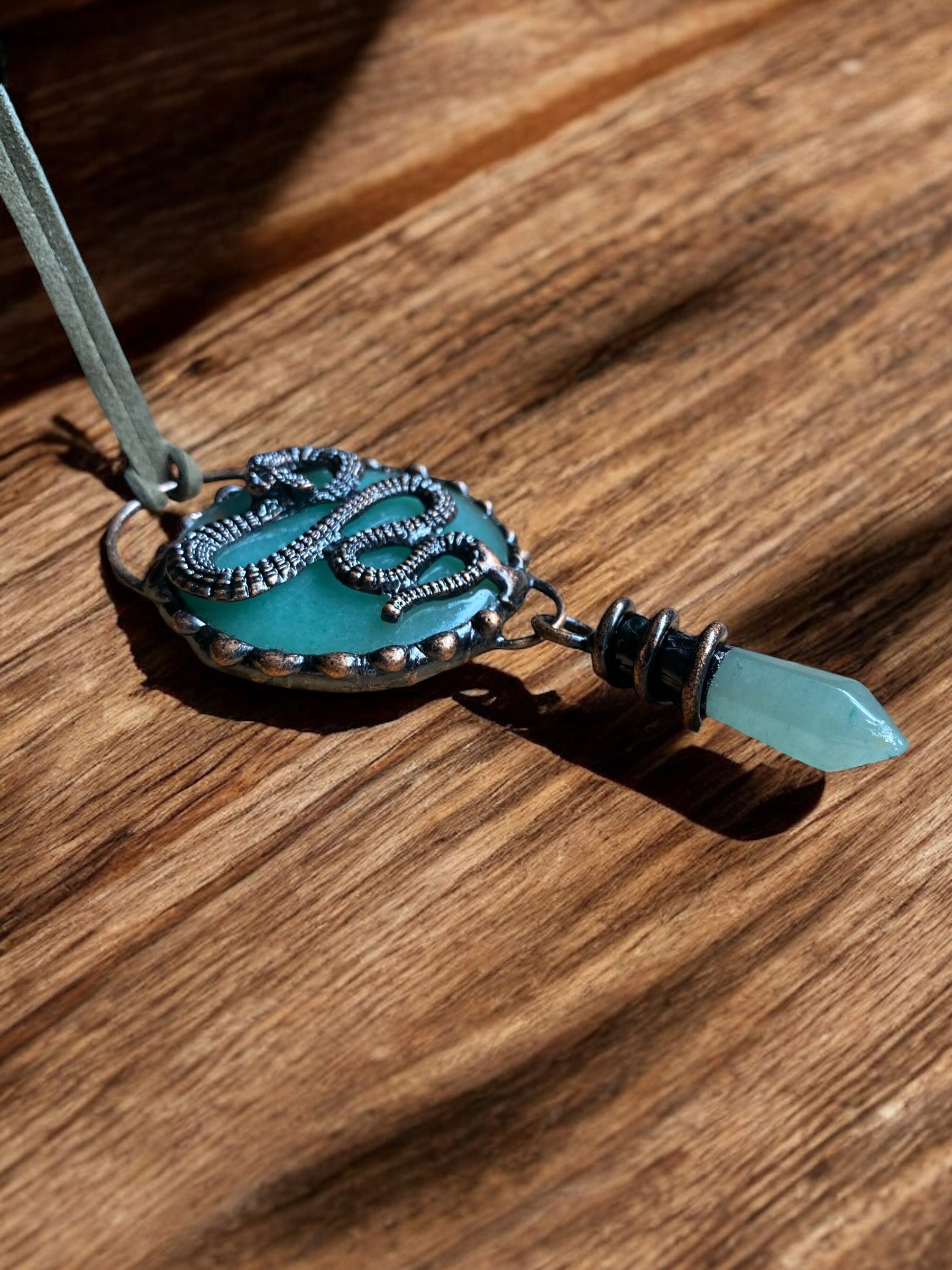 The Green Aventurine Serpent Pagan Necklace
