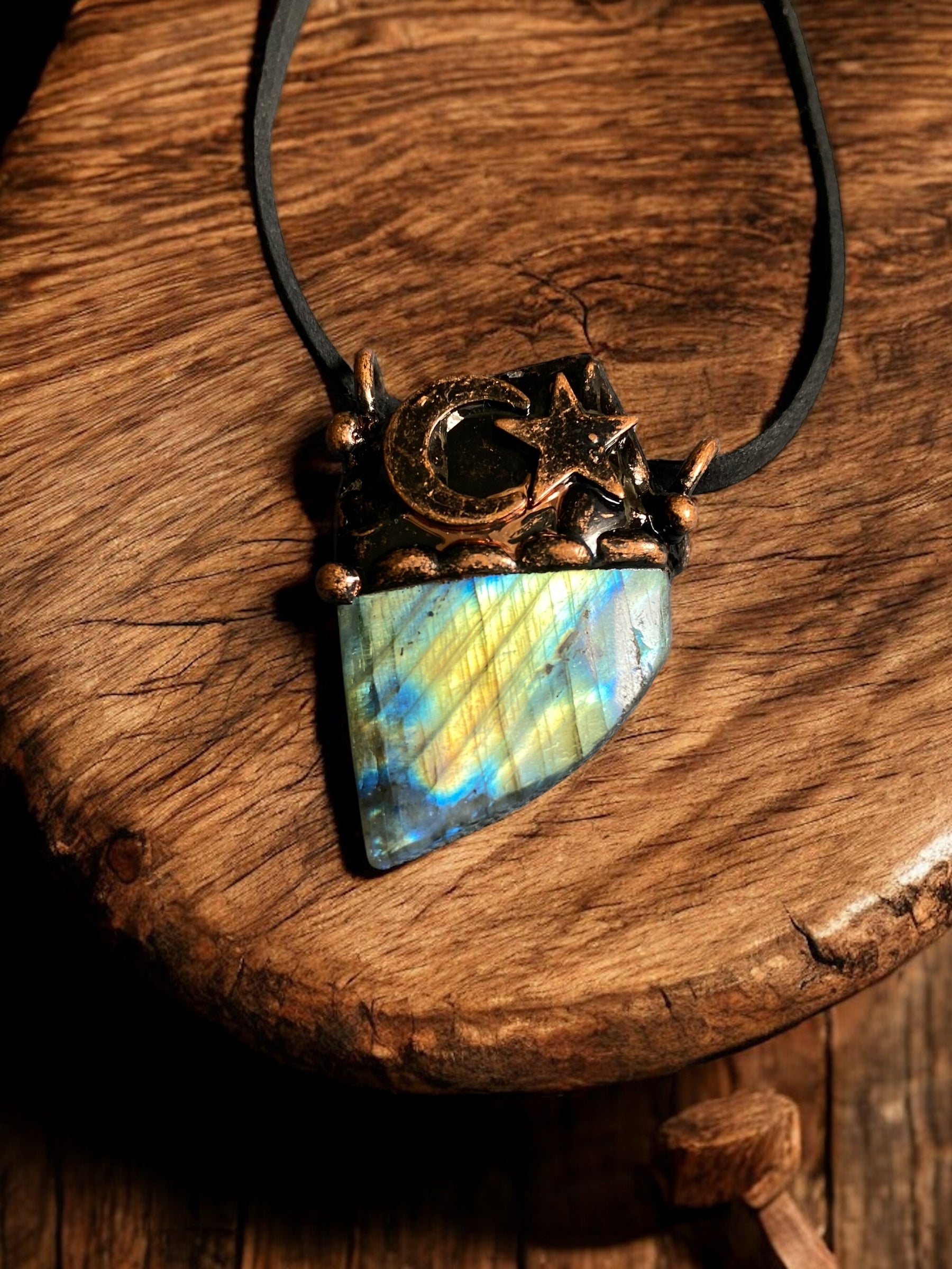 The Bronzed Skies Labradorite Moonstone Pagan Necklace