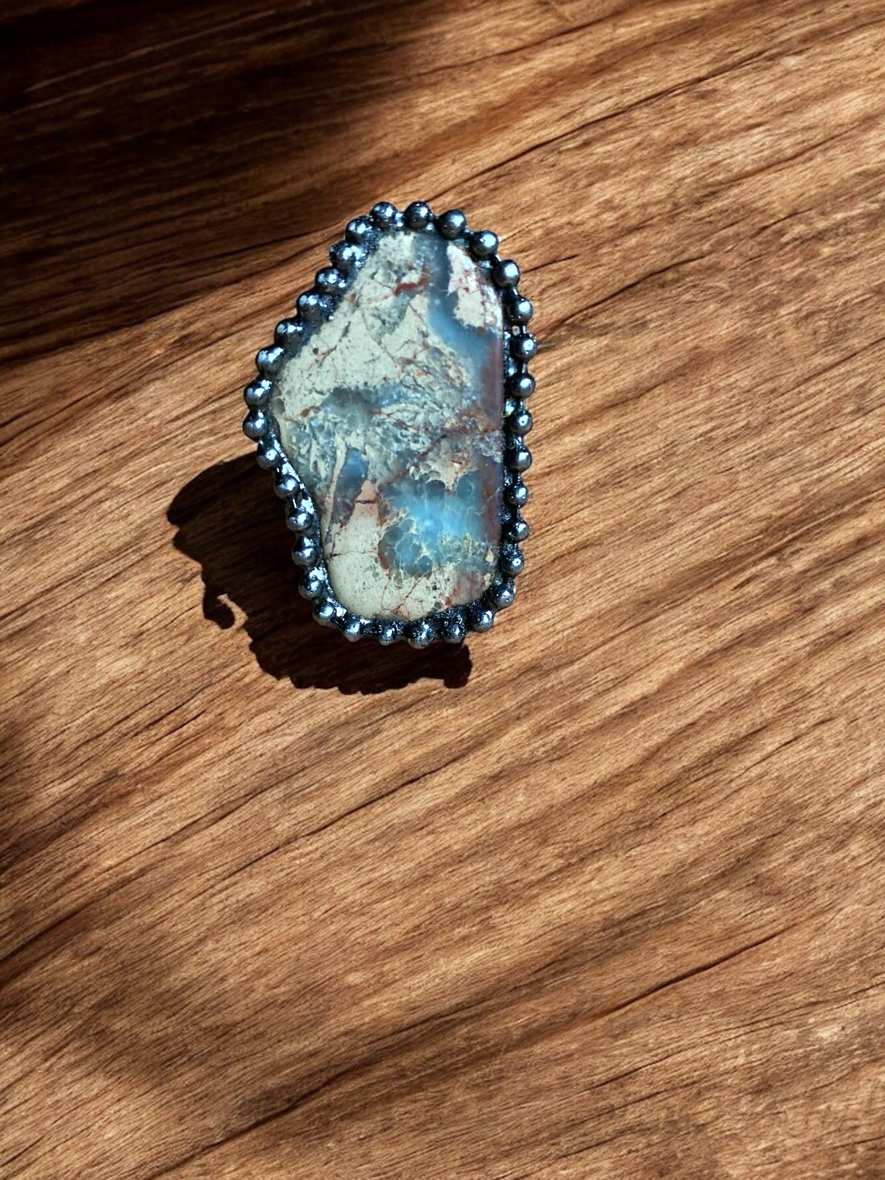 Ocean Jasper Crystal Adjustable Ring