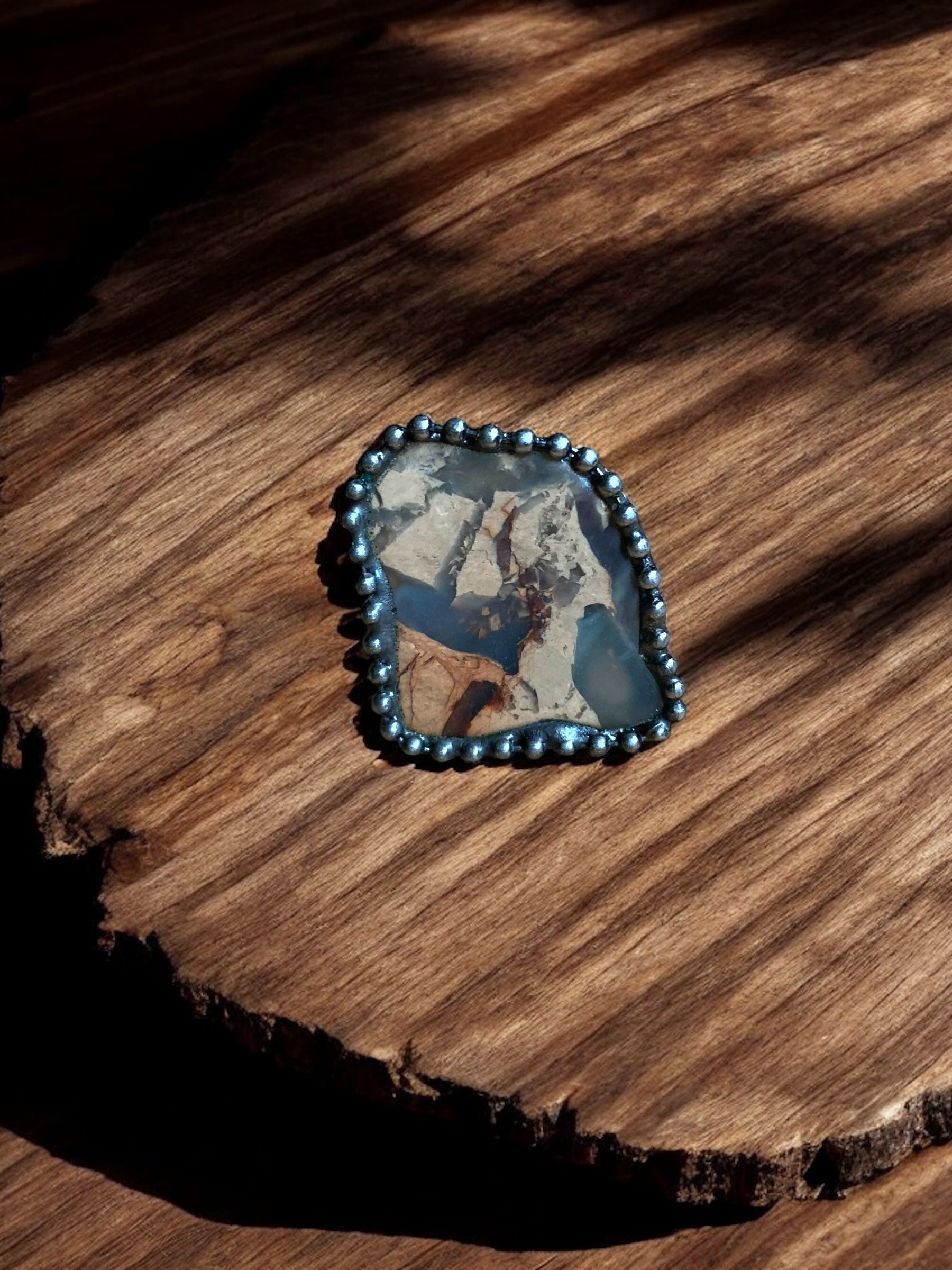 Ocean Jasper Crystal Adjustable Ring