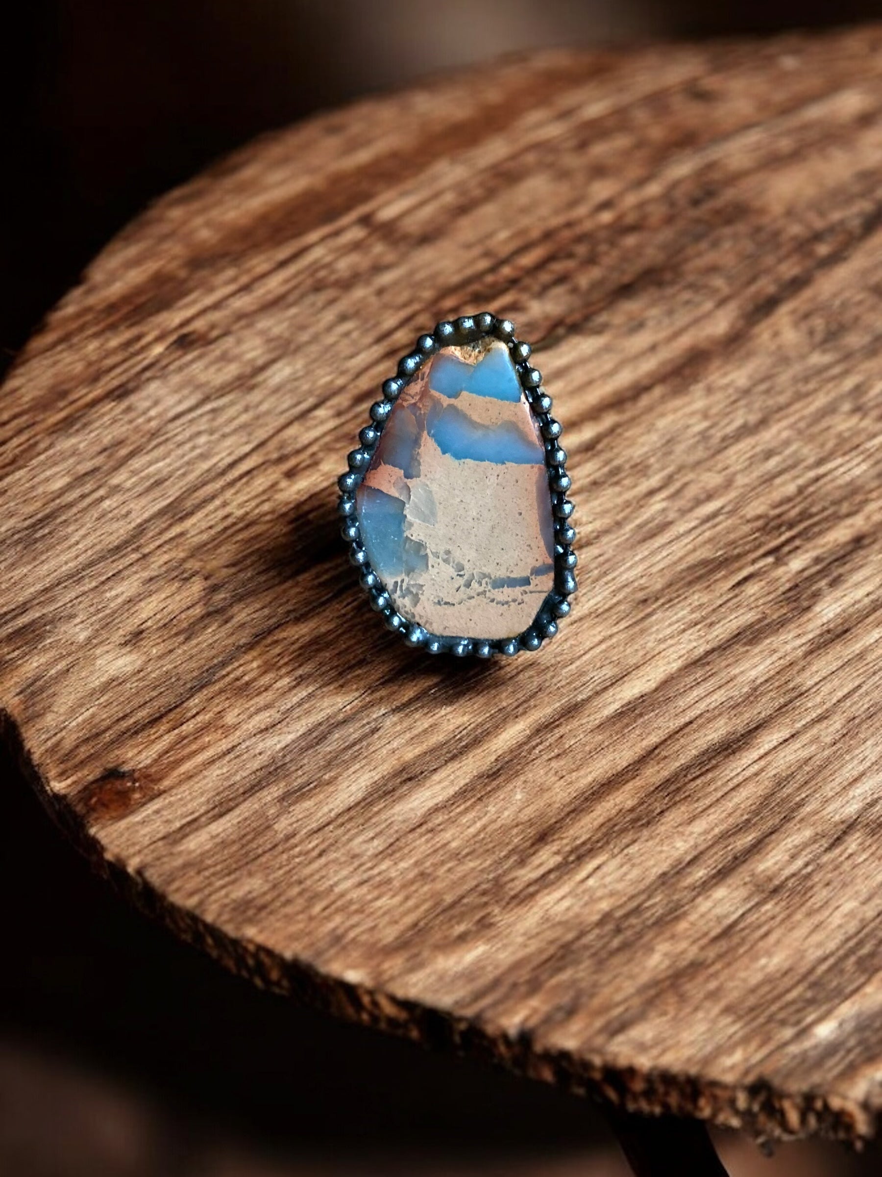 Ocean Jasper Crystal Adjustable Ring