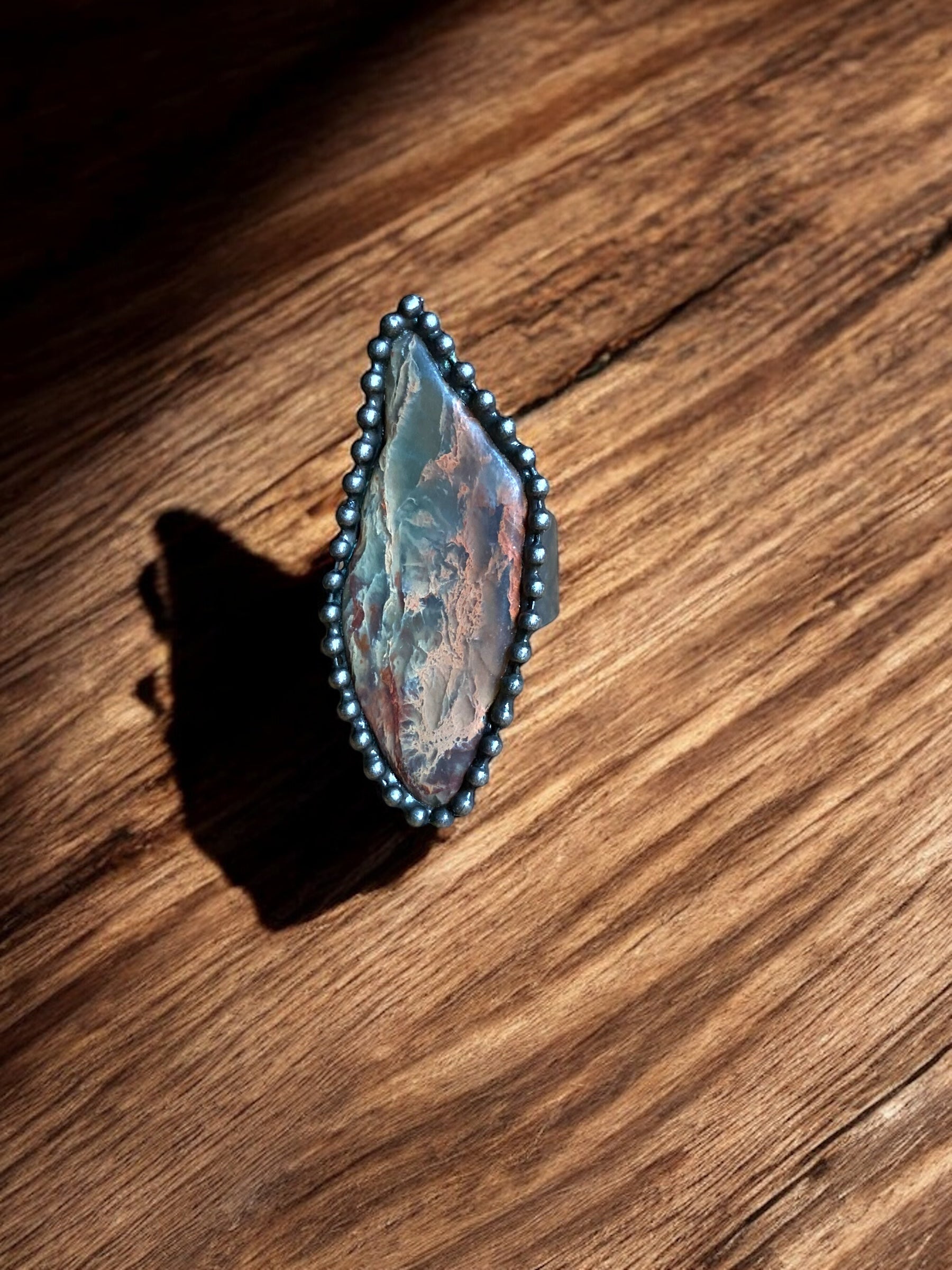 Ocean Jasper Crystal Adjustable Ring